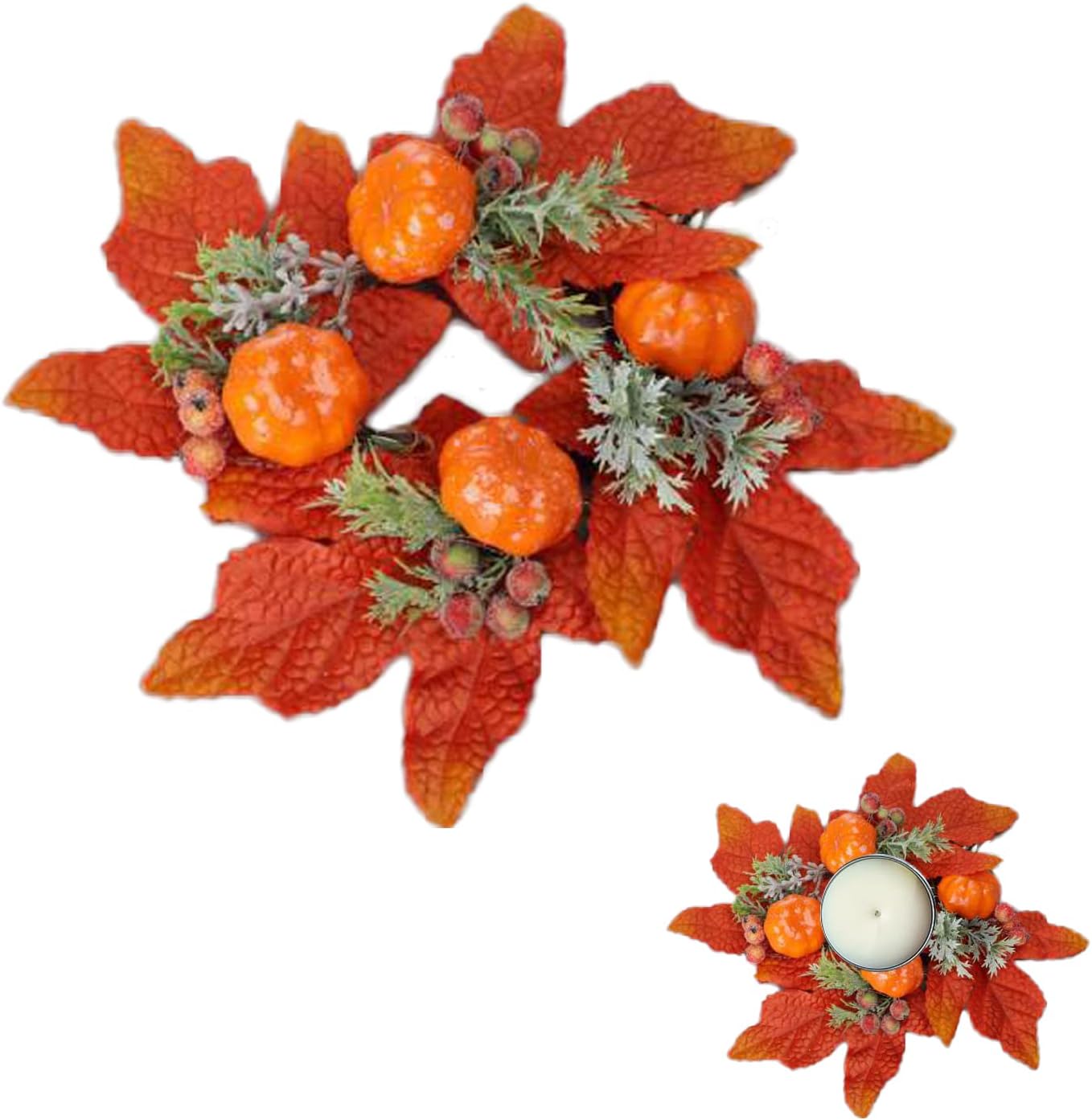 KEFSR Fall Color Candle Rings 6 Pcs Red