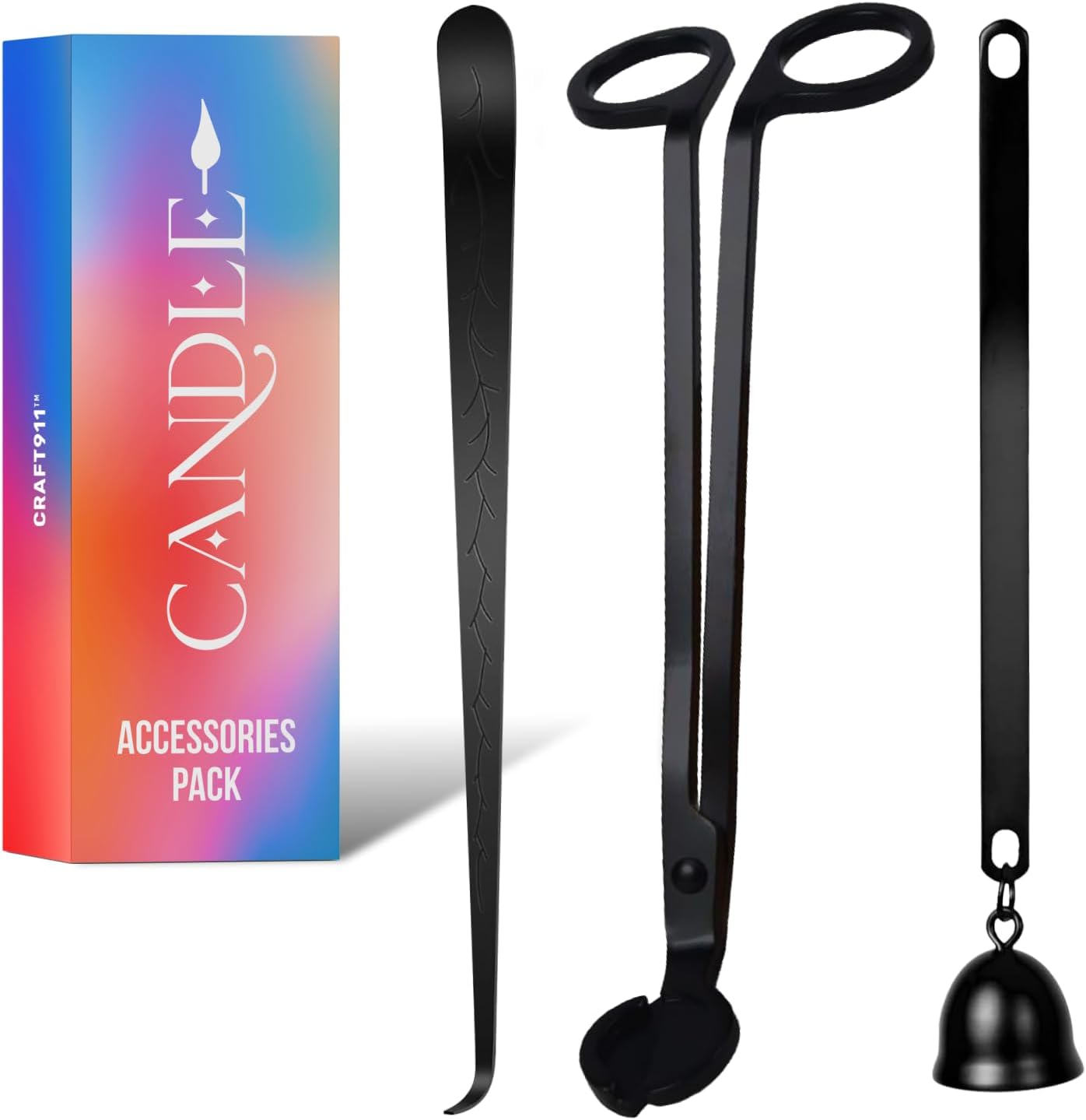 Craft911 3 in 1 Candle Snuffer and Wick Trimmer Kit Black