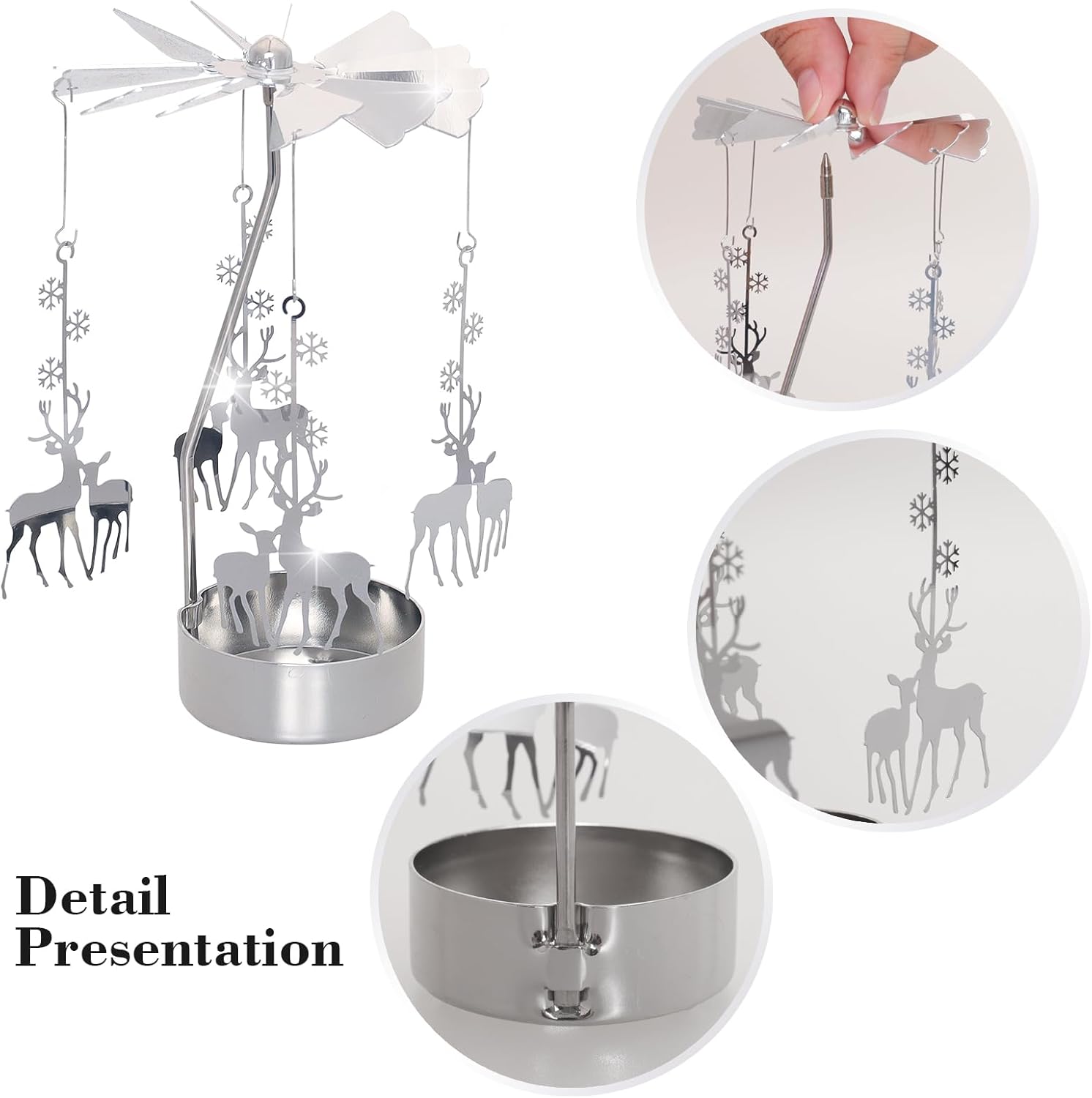 Heliltd 2pcs Spinning Christmas Candle Holder 1