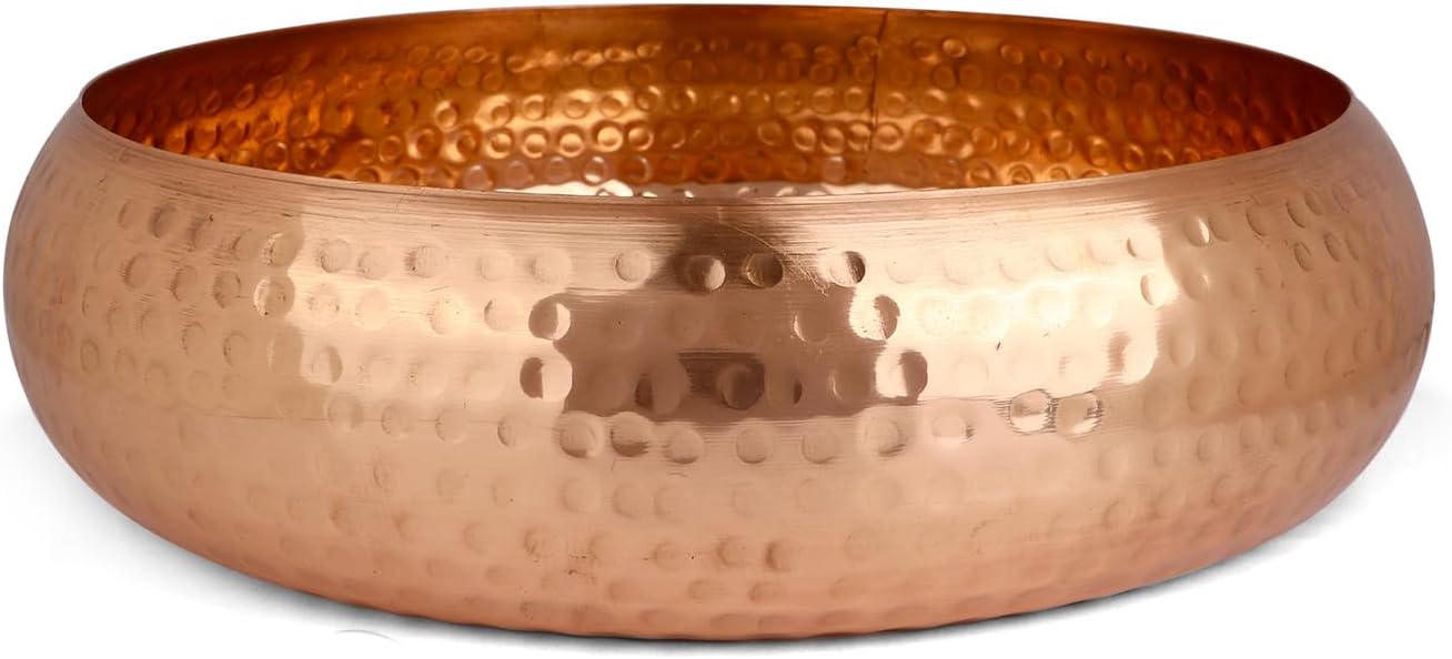 SATVIK Decorative Copper Urli with Hammered Design