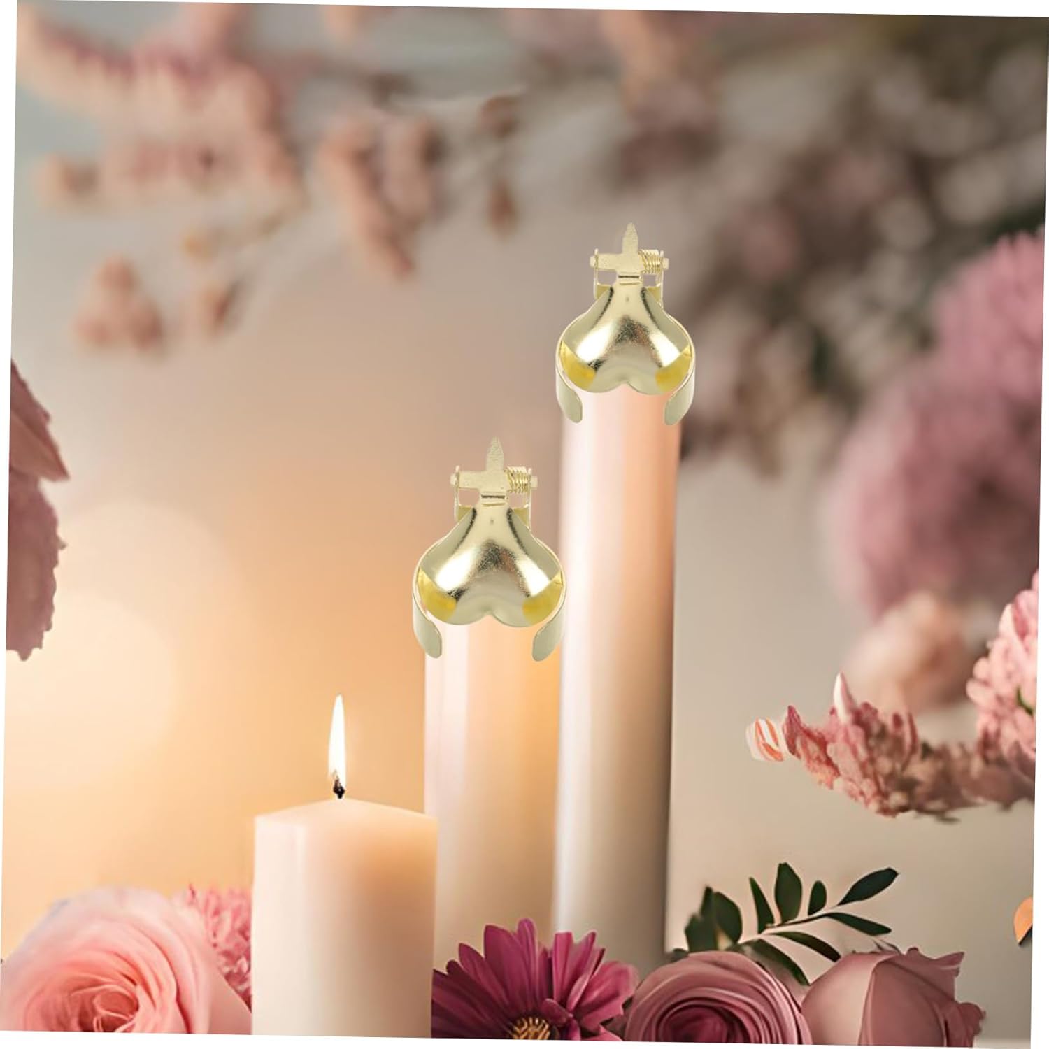 Luxshiny Gold Heart Shaped Candle Snuffer Set
