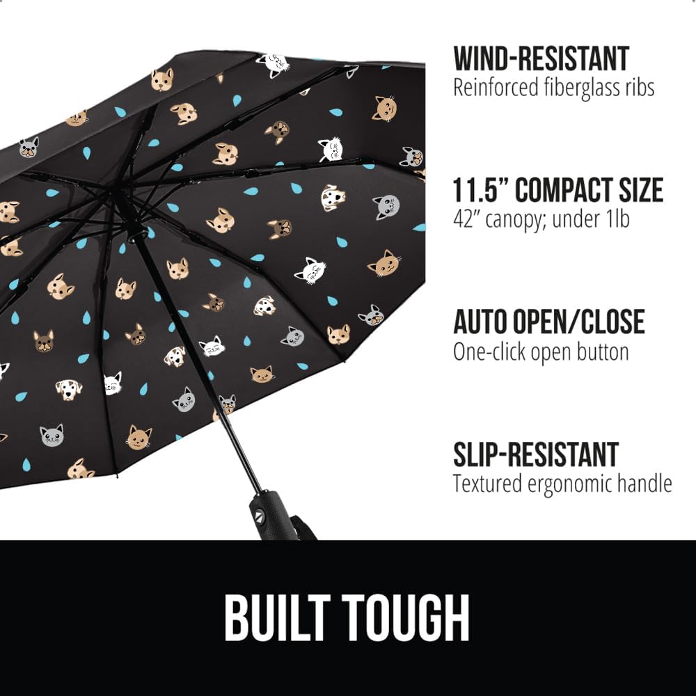 GORILLA GRIP Windproof Stick Umbrella for Dogs and Cats