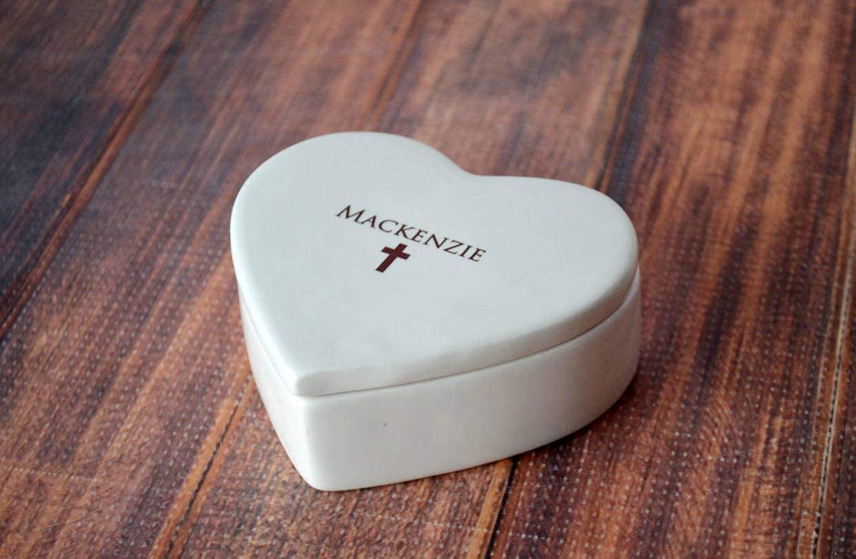 Personalized Baptism Keepsake Box with Heart Design