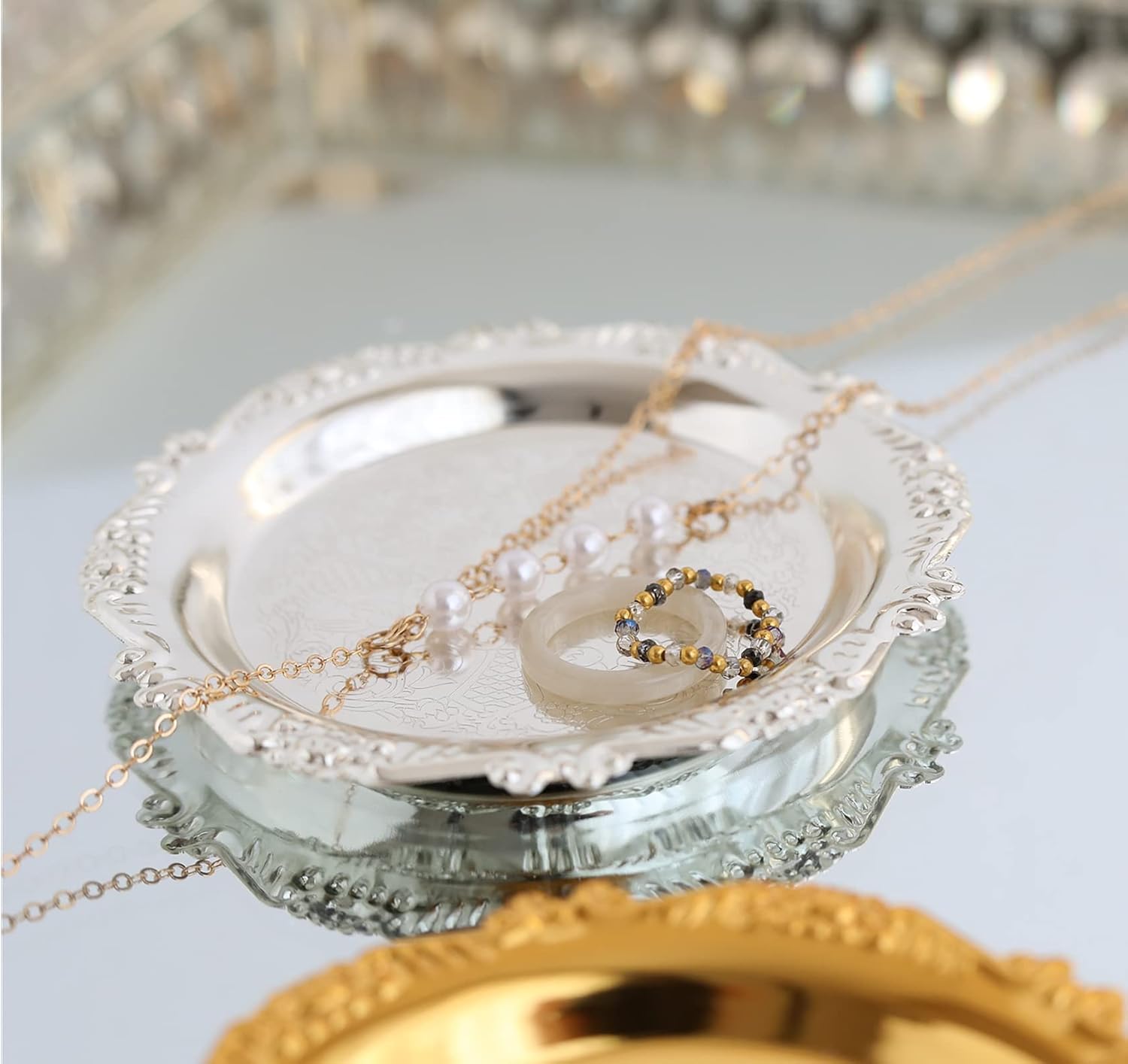 Leewe Round Storage Tray Jewelry Holder Organizer 1