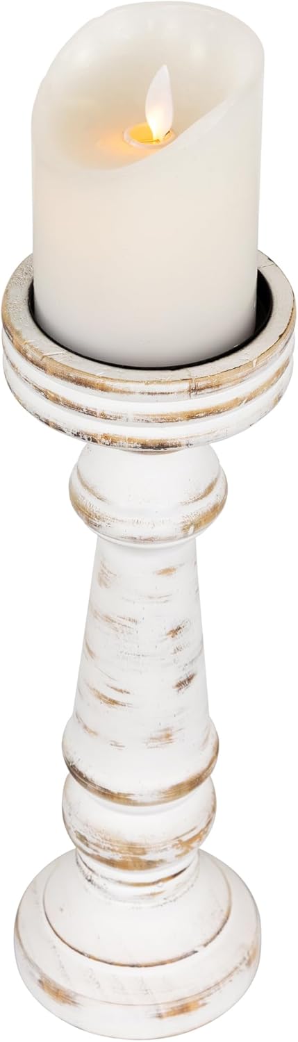 Northlight Wooden Spindle Candle Holder - 12 Antique White 1