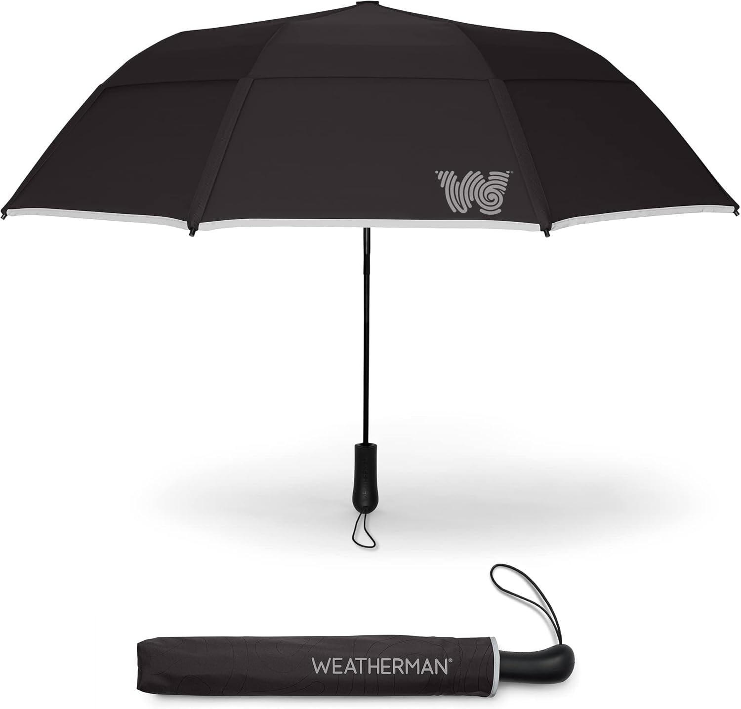 Weatherman Premium Collapsible Travel Umbrella - Windproof and Durable