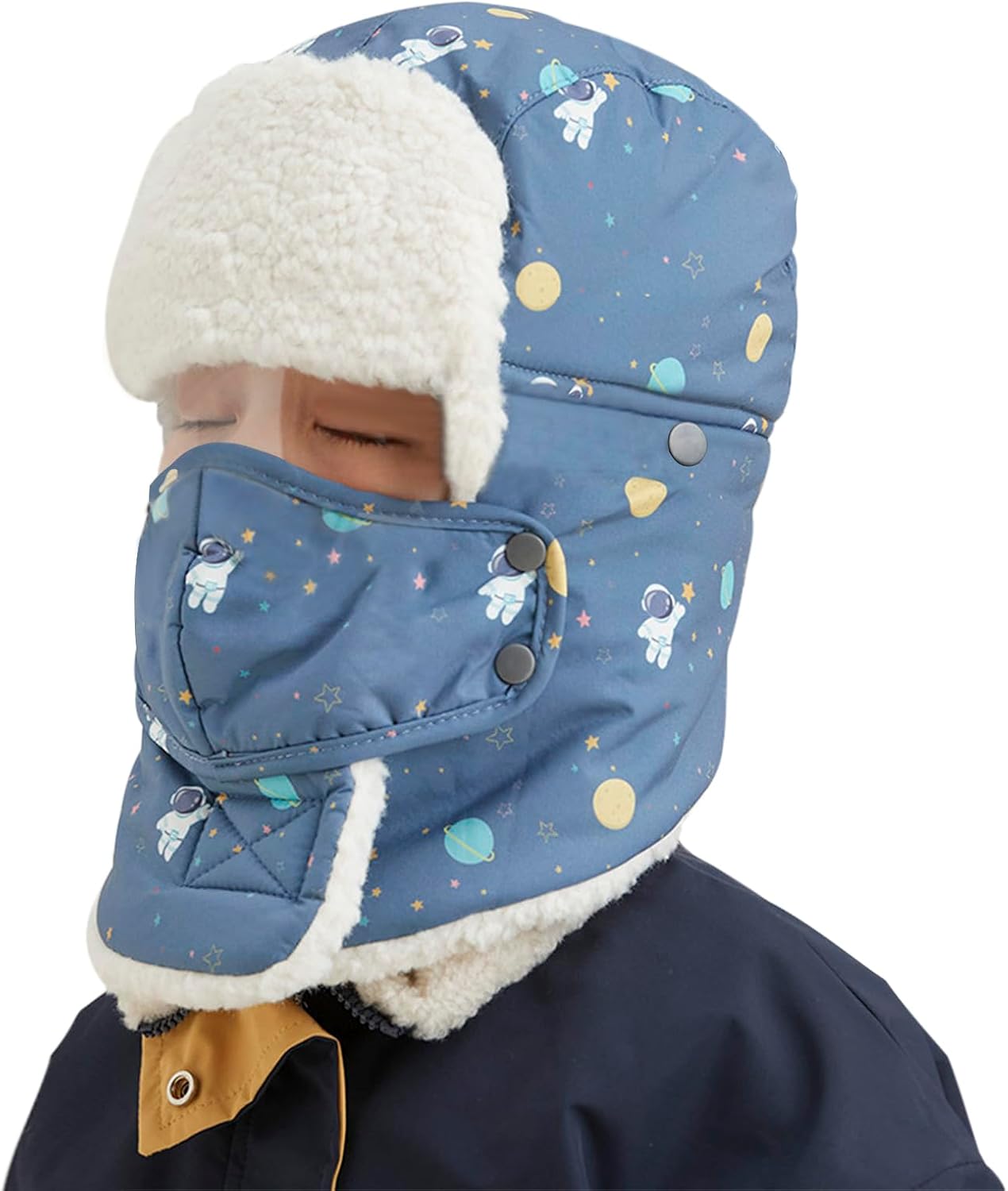 Cute Kids Winter Hat with Ear Flaps and Adjustable Chin Strap