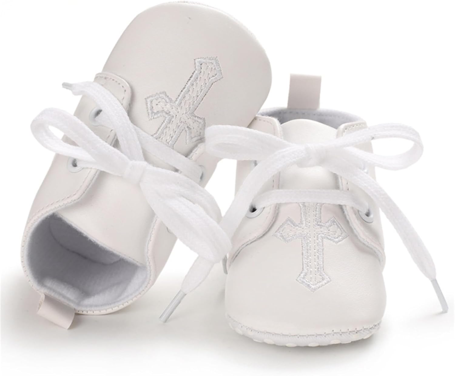 Baby Baptism Shoes Socks Set Soft White Cross Embroidered 3PC