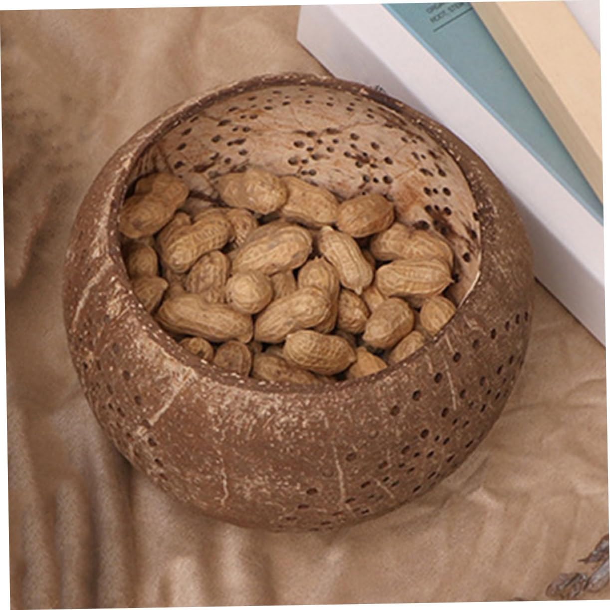 Zerodeko Coconut Shell Candle Bowl Multi-Use Food Container
