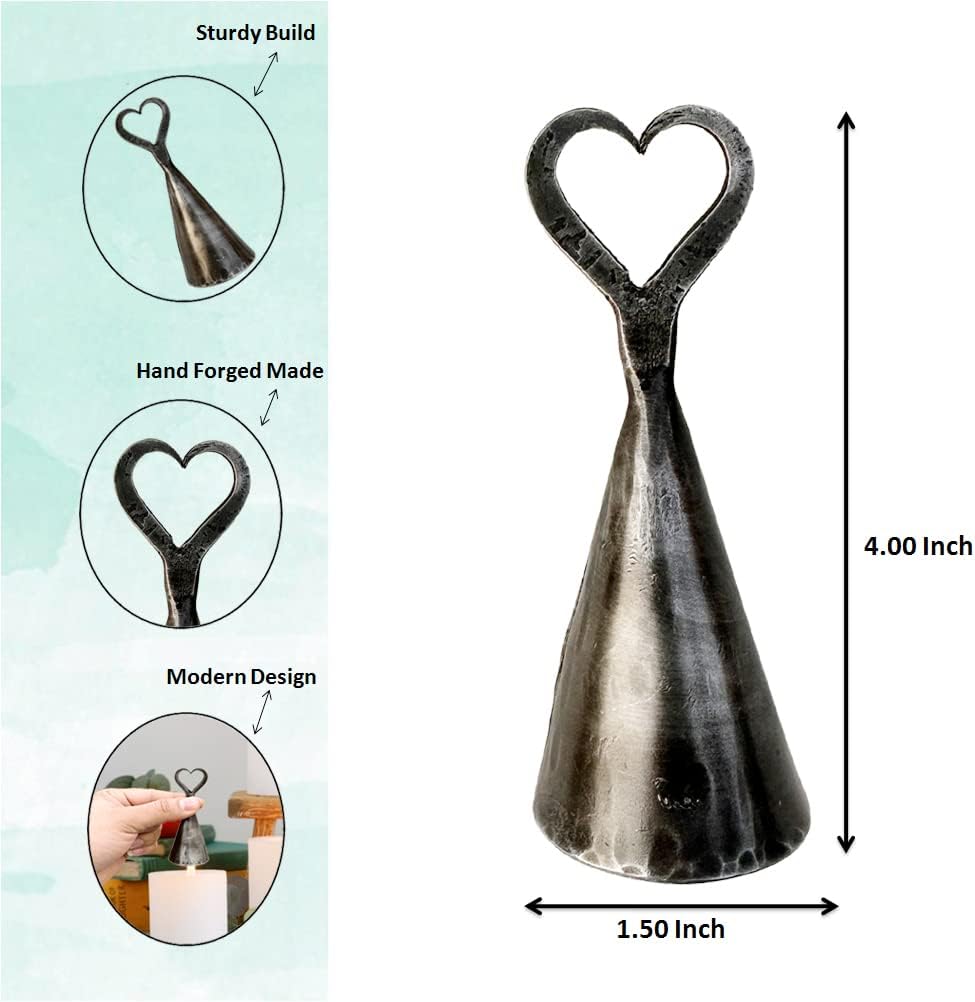 Hand Forged Heart Candle Snuffer - Wrought Iron Classic Design