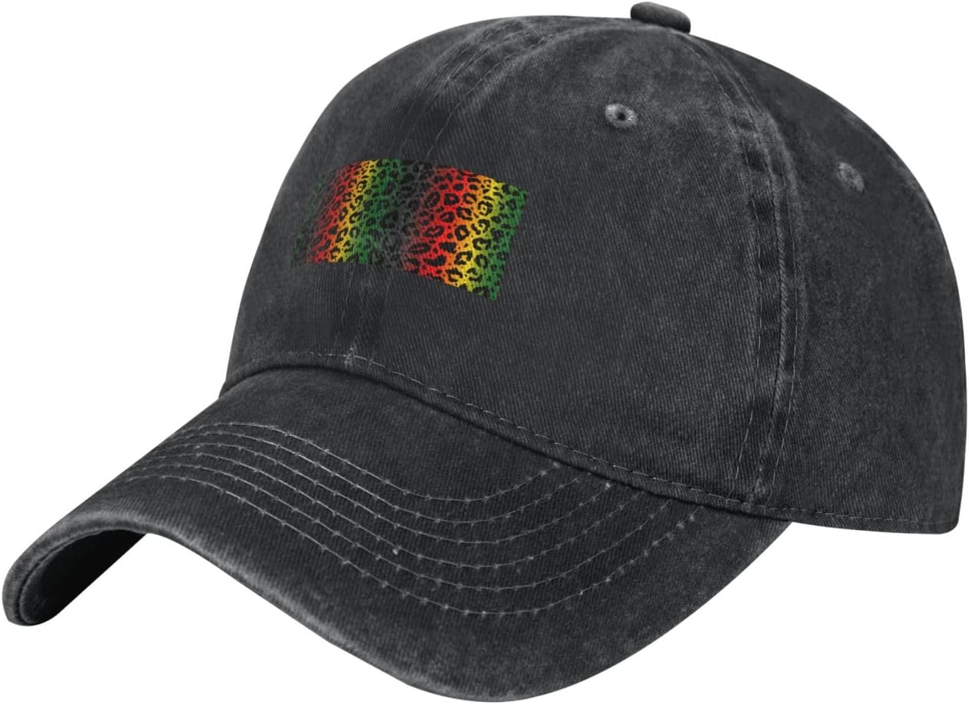 Leopard Print Baseball Cap - Washed Denim Lightweight Breathable