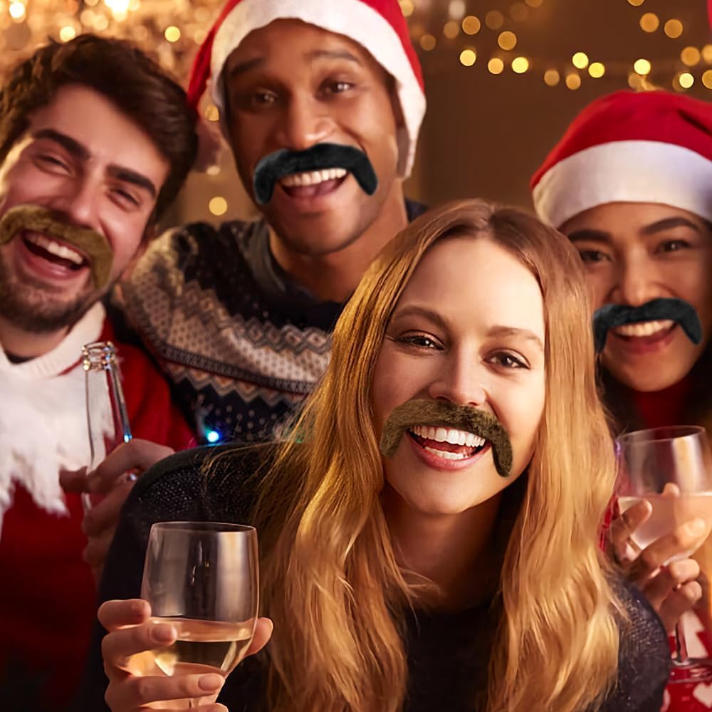 4PCS Self-Adhesive Fake Mustache for 60s 70s Costume