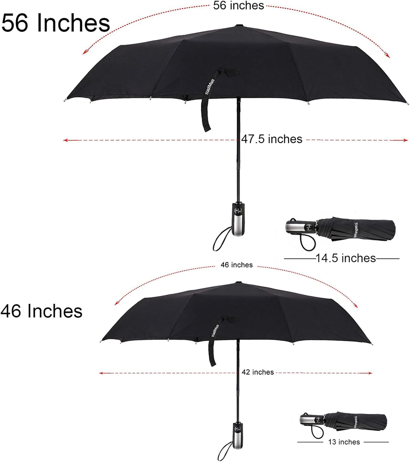 TradMall Windproof Travel Umbrella with 46 Inches Canopy