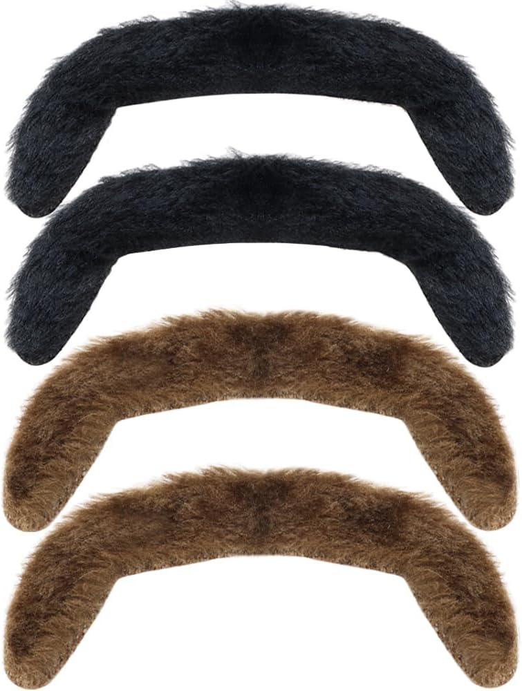 4PCS Self-Adhesive Fake Mustache for 60s 70s Costume