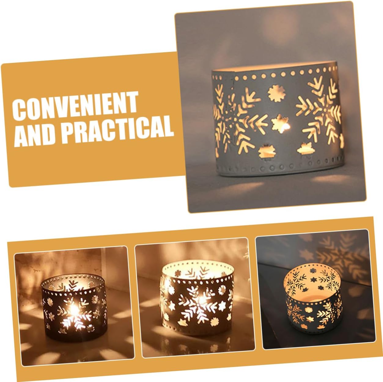Iron Christmas Candle Holder Snowflake Design Pen Stand Decor