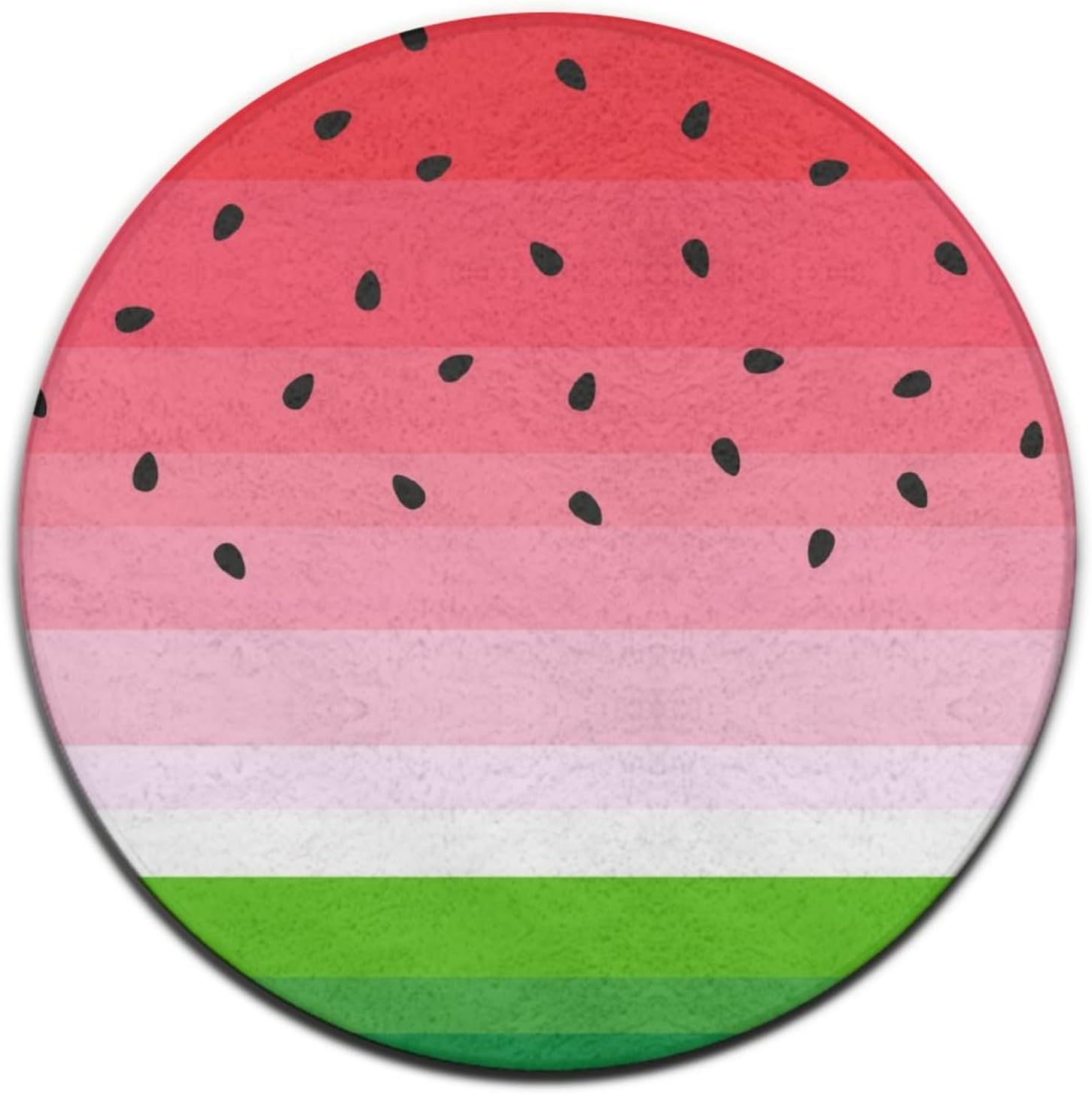 Modern Watermelon Red Green Stripes Round Rug 36inch