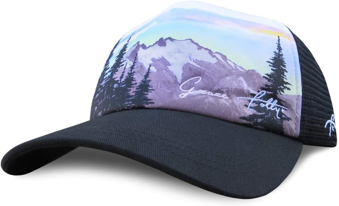 Grace Folly Mountain Trucker Hat for Men or Women