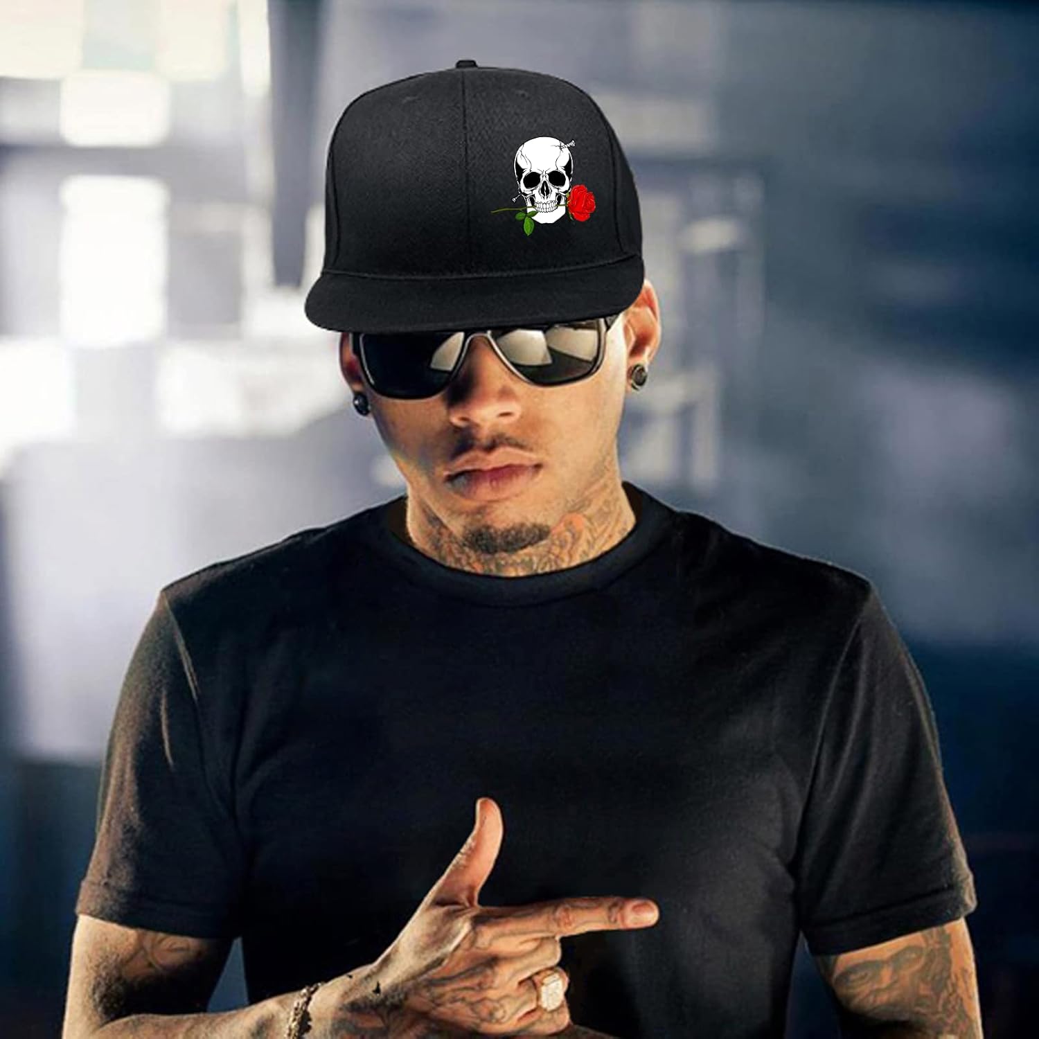 Adjustable Black Snapback Trucker Hat for Men 1