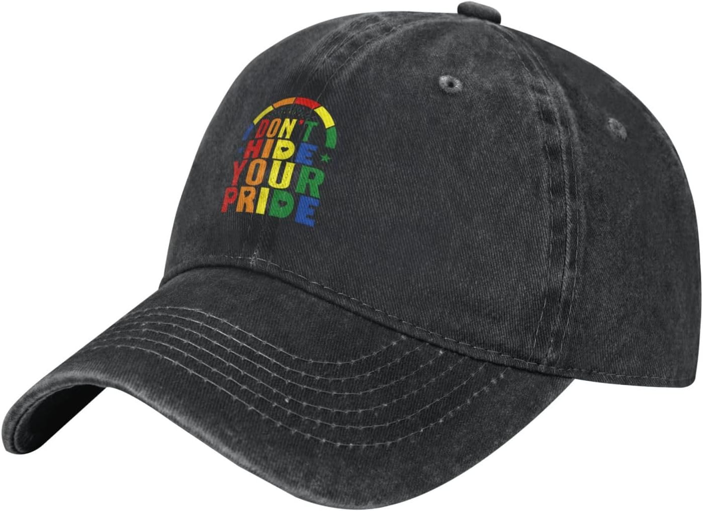 Dont Hide Your Pride Washed Denim Baseball Cap For Men Women