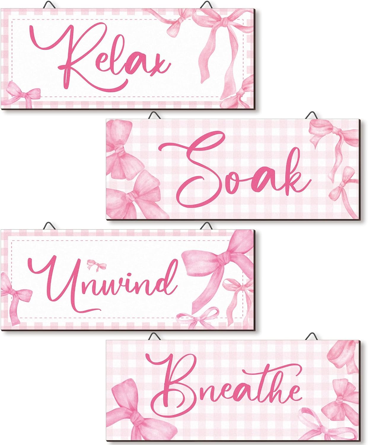 Yousoontic 4Pcs Pink Bow Wall Decor Set