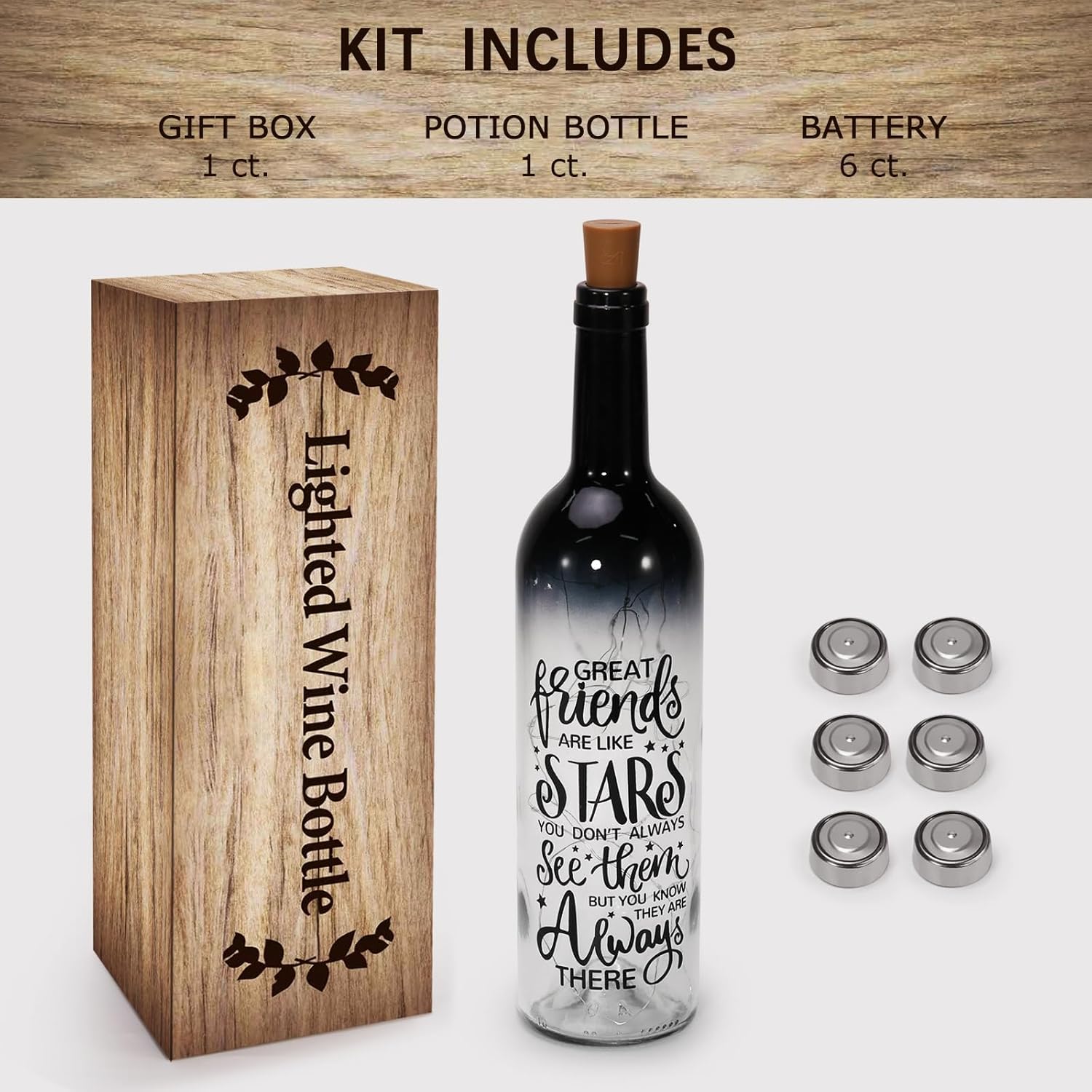 Christmas Gifts for Women - Friendship Bottle Light with Cork