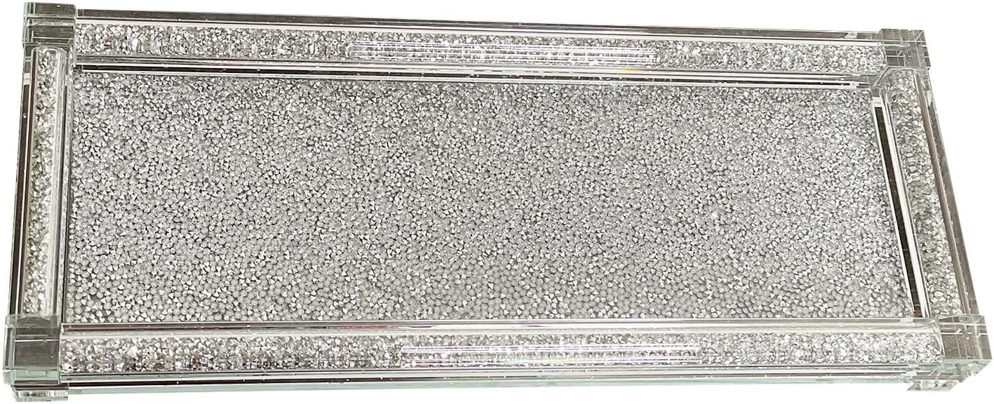 Strawberry Fairy Elegant Glass Tray with Crushed Diamond Design