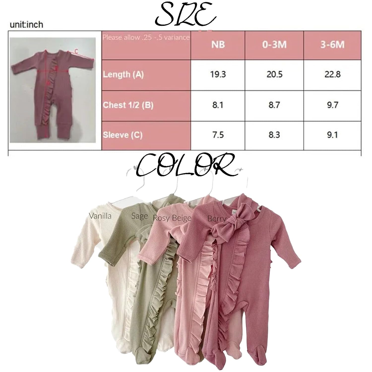 Personalized Newborn Girl Onesie With Ruffled Bow