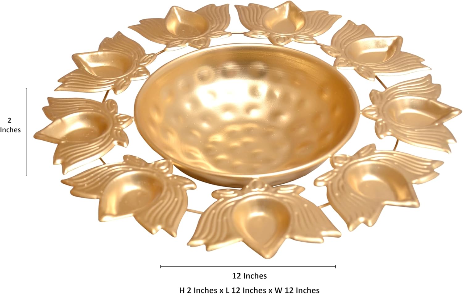 Handcrafted Brass Lotus Diya Urli 12 Inch Decorative Bowl