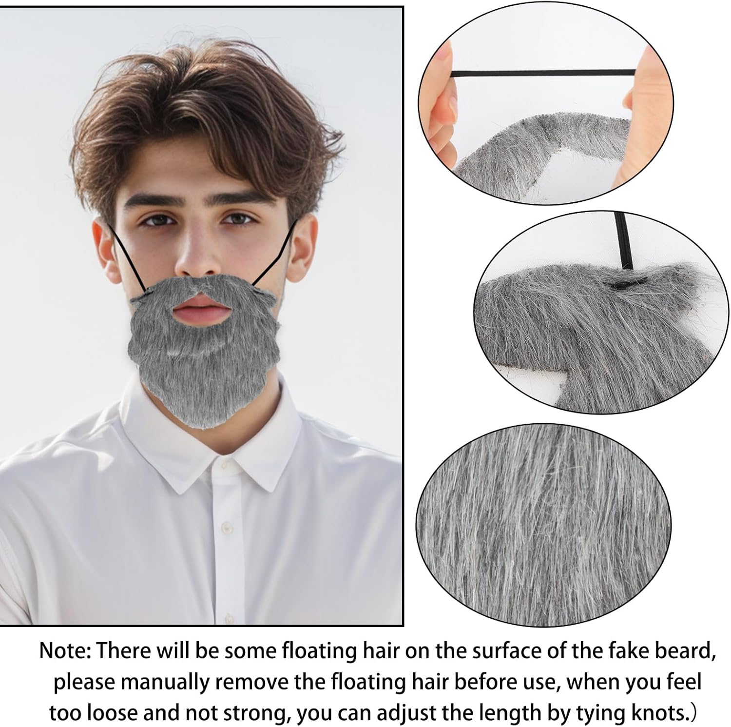 6 Pcs Wizard Beard Halloween Costume Accessories with Adjustable Elastic Rope