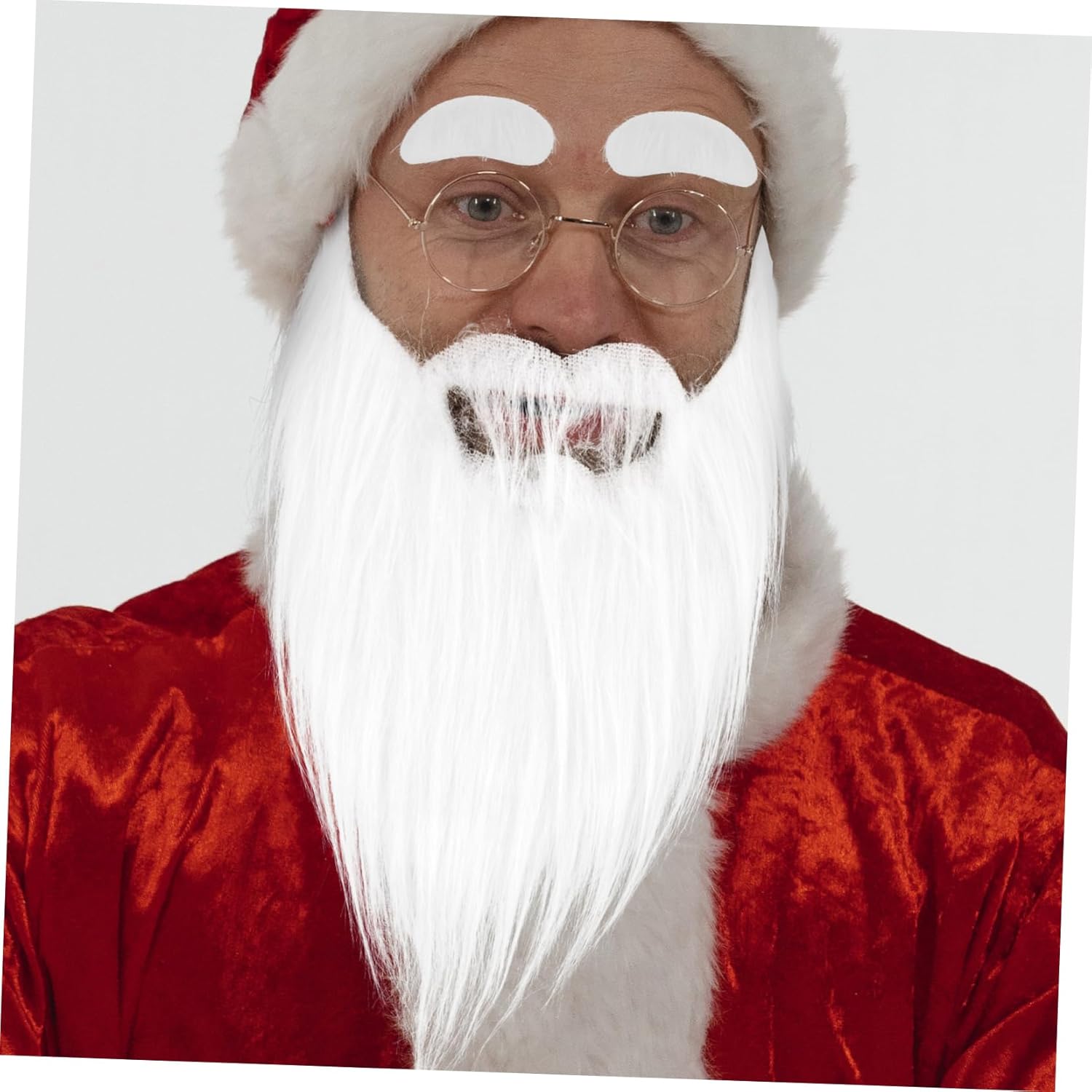 WESIEVYA 1 Set White Plush Fake Mustache Christmas Beard Halloween Props