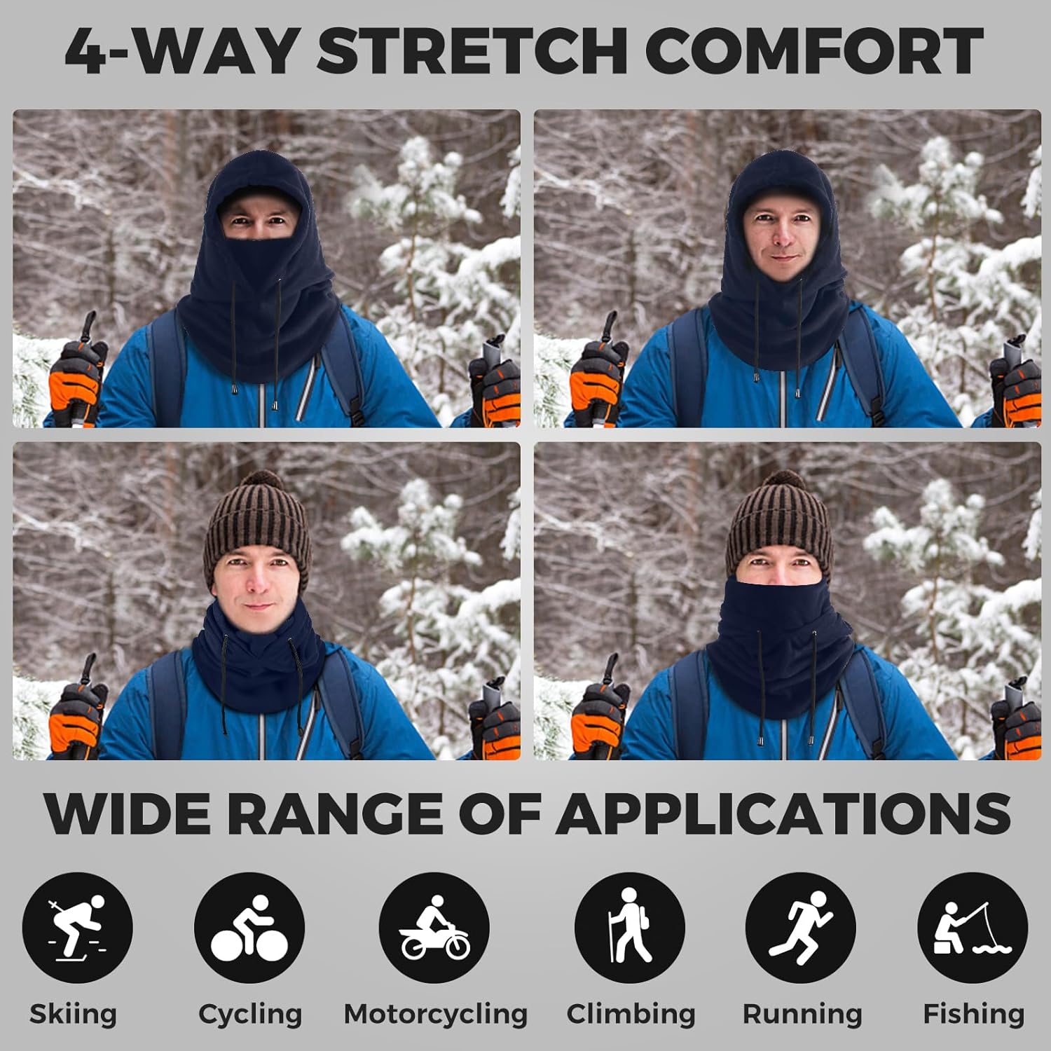 AURUZA Fleece Balaclava Ski Mask for Men Women