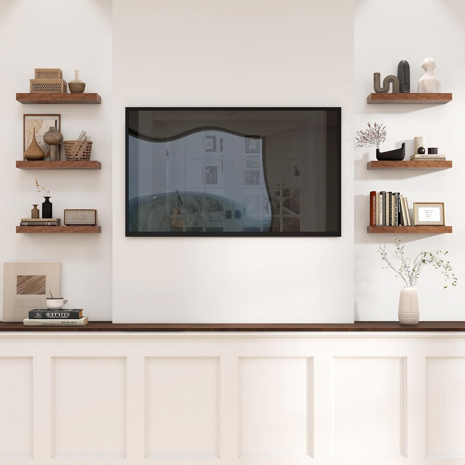 Heimlove Floating Shelves 16 Inch Set of 2 Brown 1