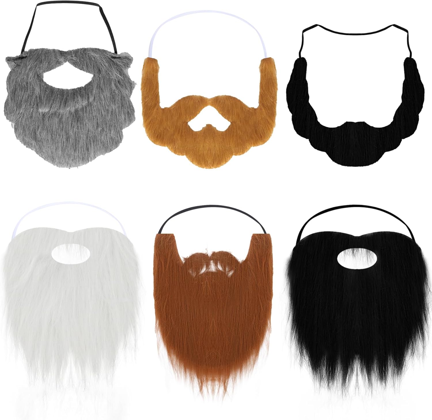 6 Pcs Wizard Beard Halloween Costume Accessories with Adjustable Elastic Rope