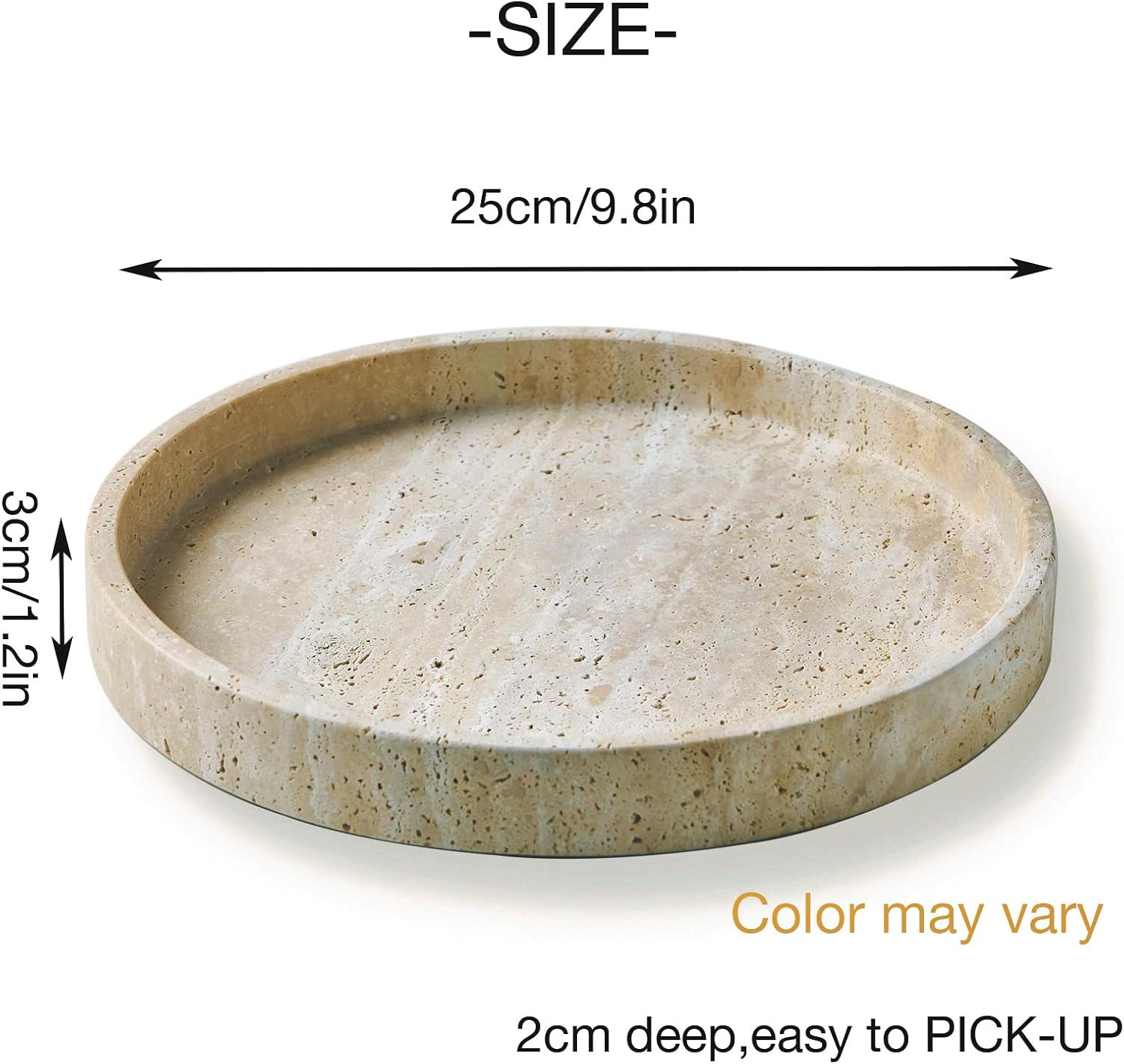 Beige Travertine Marble Vanity Tray Round Ottoman