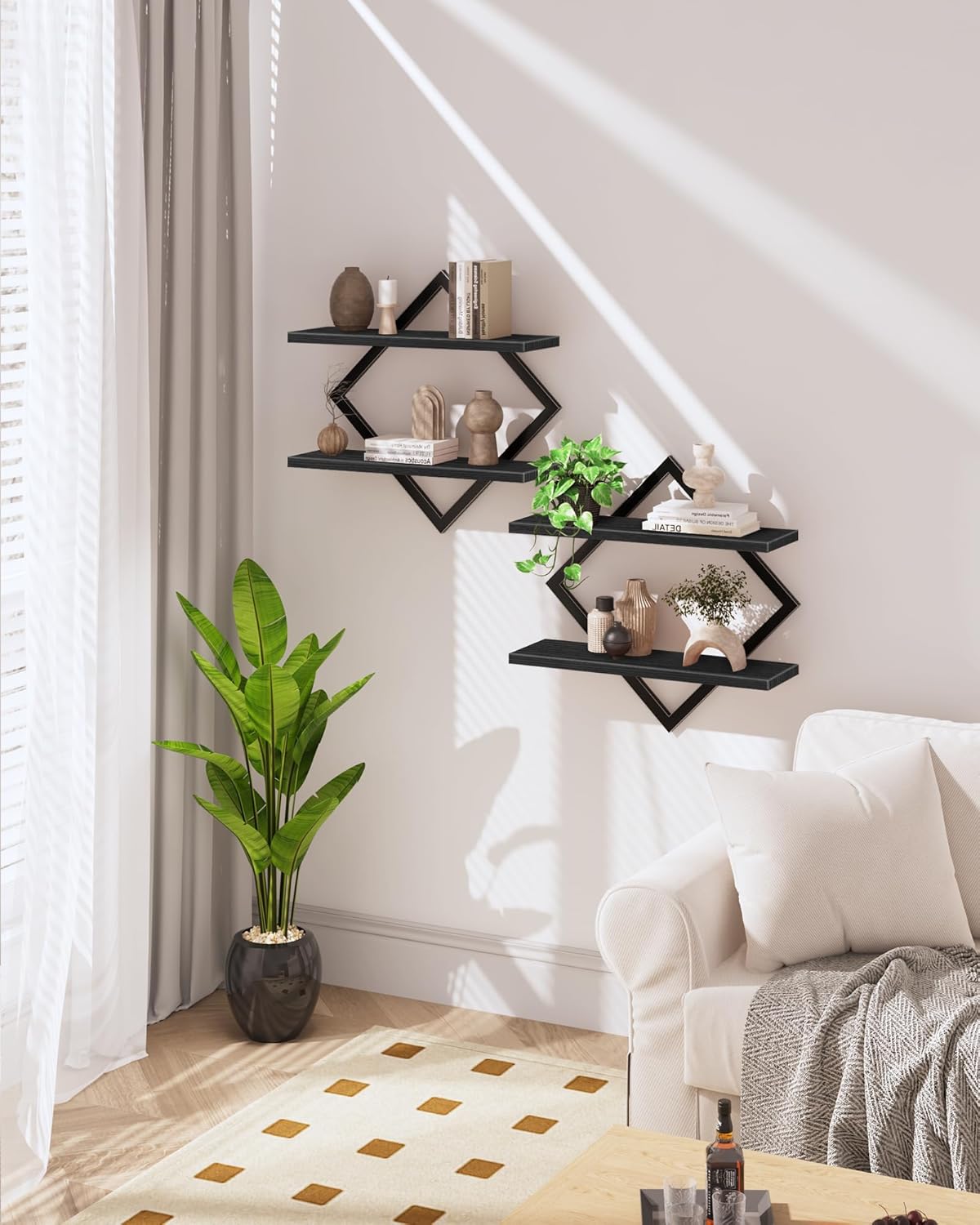 CHOEZON 2-Piece Floating Shelves Set Black Industrial Style