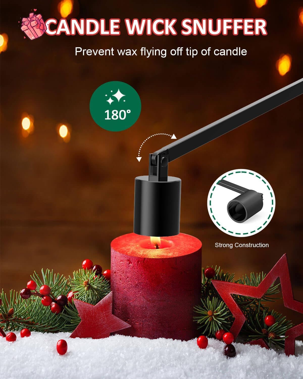 Burtok 4-in-1 Candle Care Kit with Red Heart Design