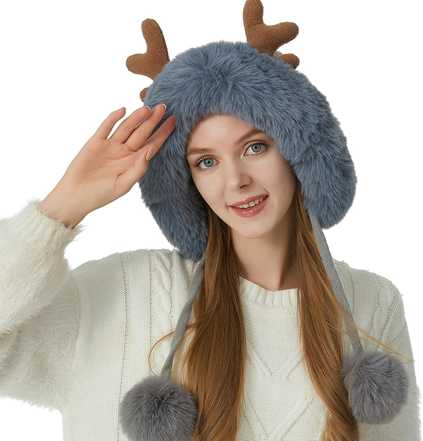 FCLEIH Plush Knit Hat for Winter Men Women Kids