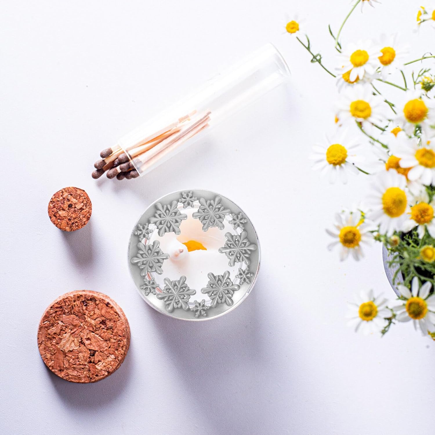 Luxshiny Snowflake Candle Cover with Lid