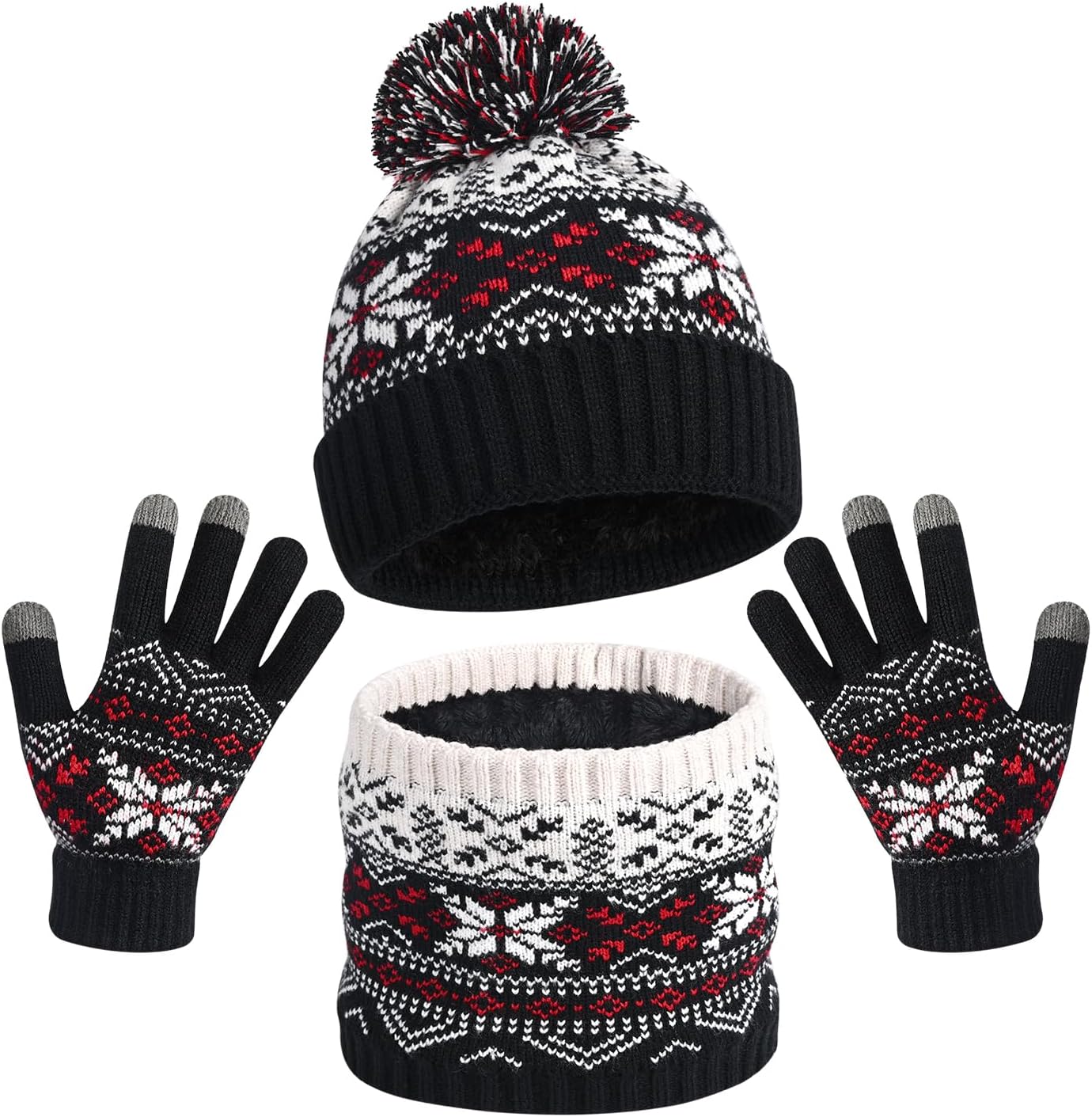DANMY Kids Winter Knit Beanie Scarf Gloves Set