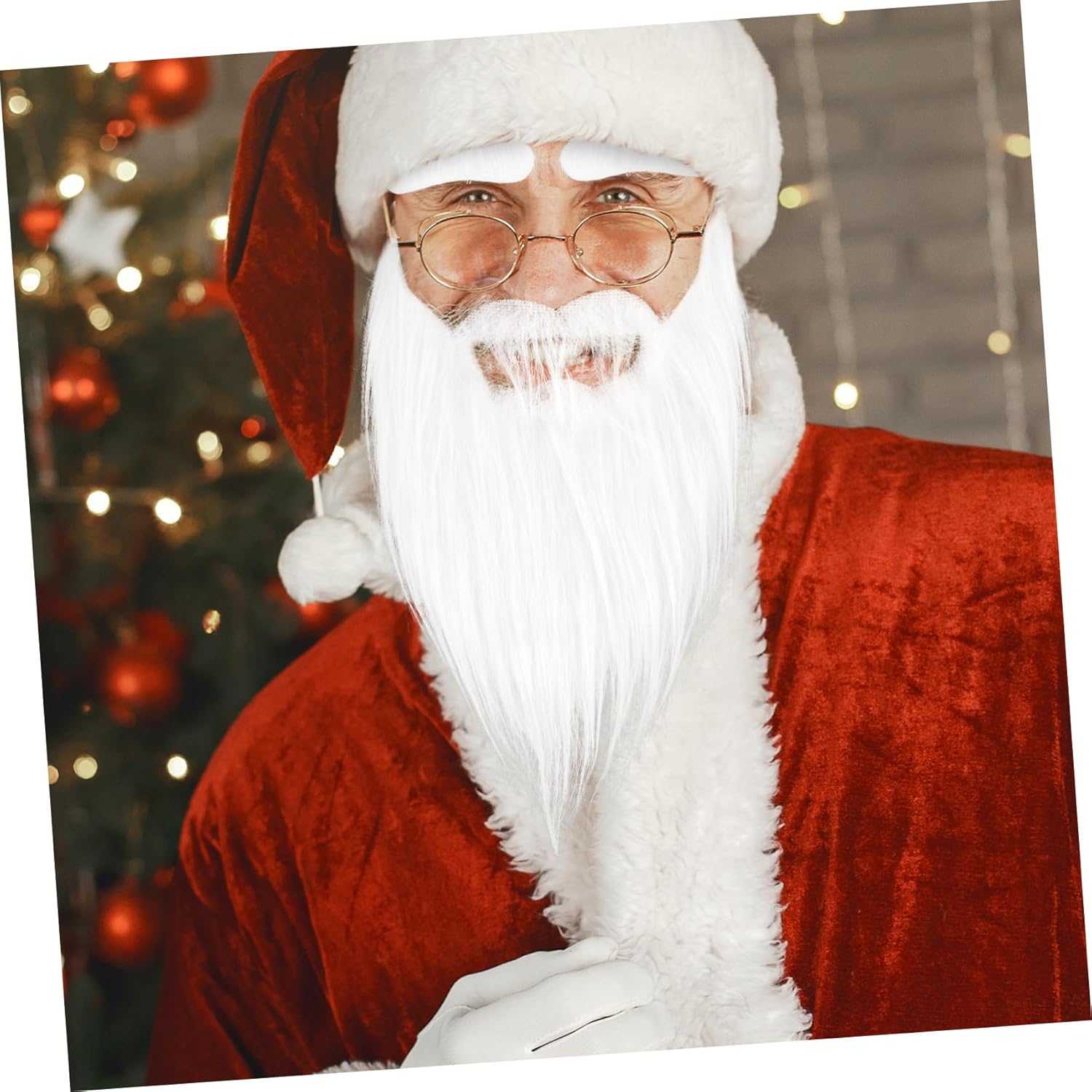 WESIEVYA 1 Set White Plush Fake Mustache Christmas Beard Halloween Props