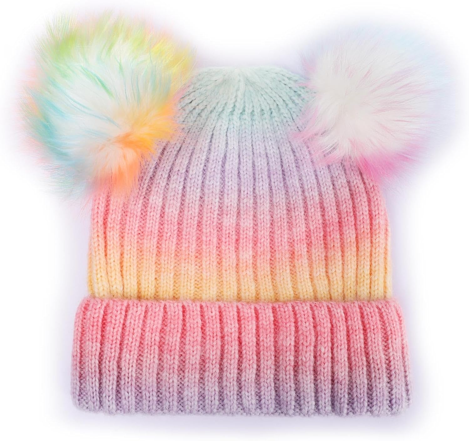 Winter Hat for Kids with Double Pom Pom Beanie