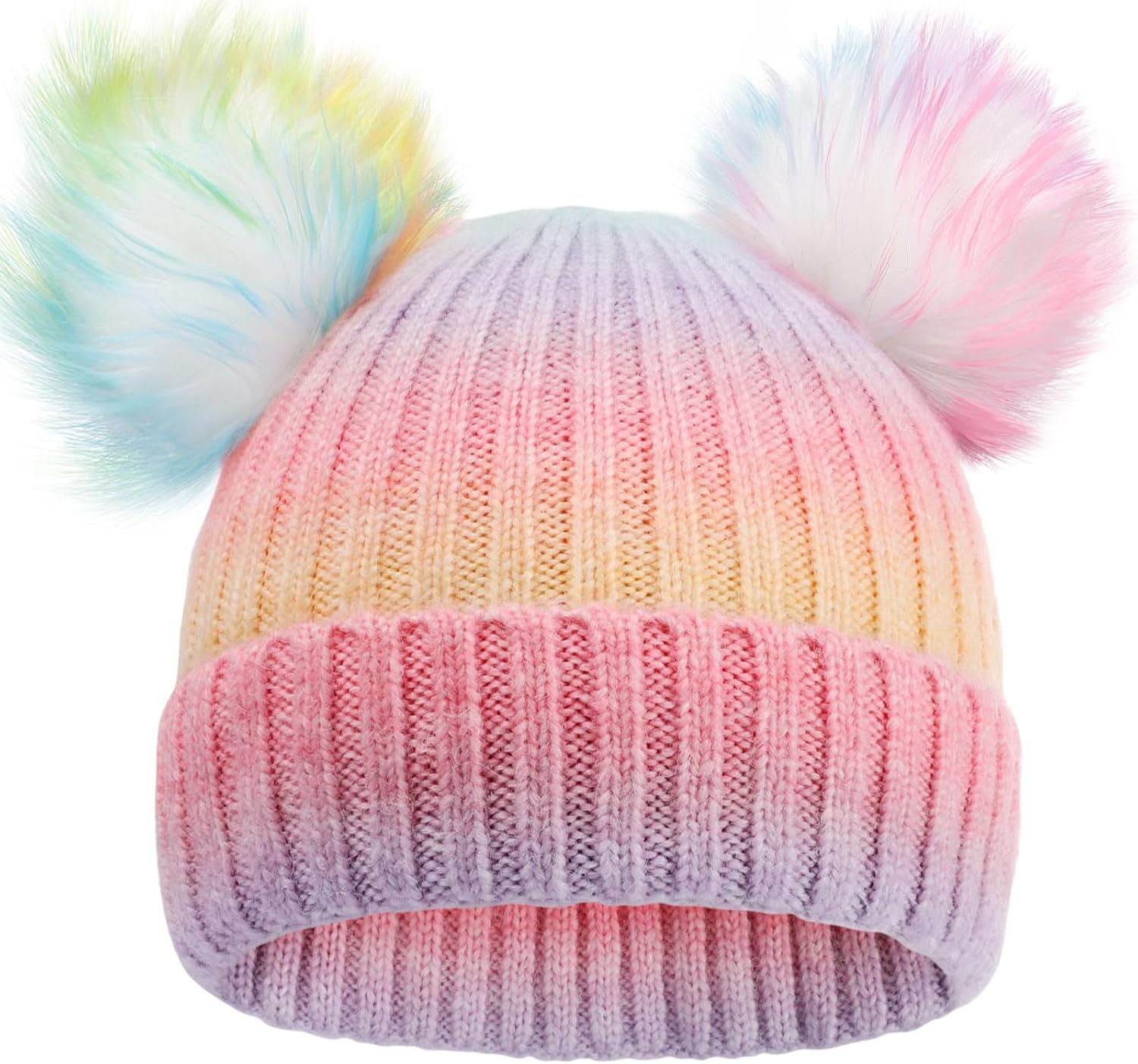 Winter Hat for Kids with Double Pom Pom Beanie