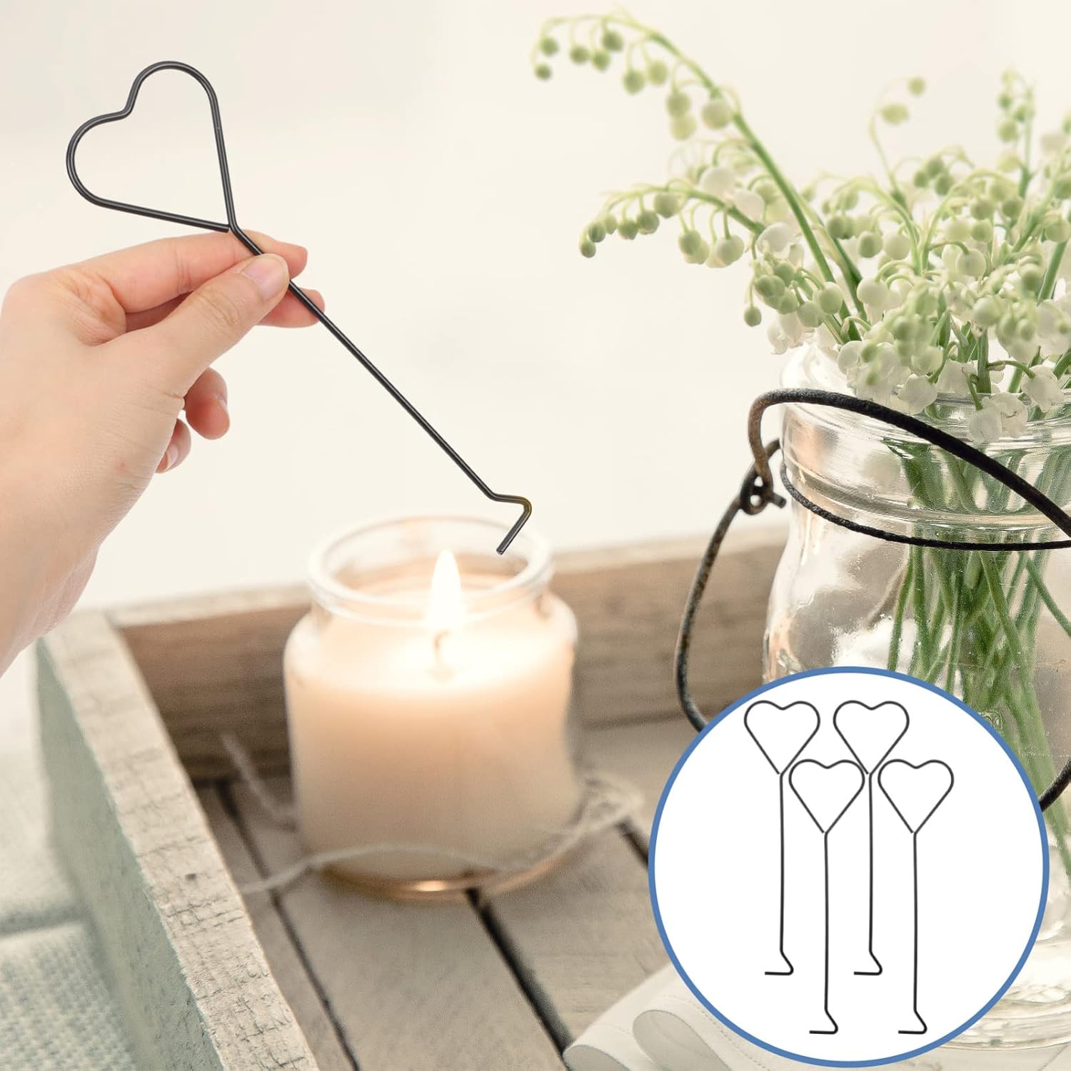 Hemoton 4pcs Heart Candle Wick Dippers