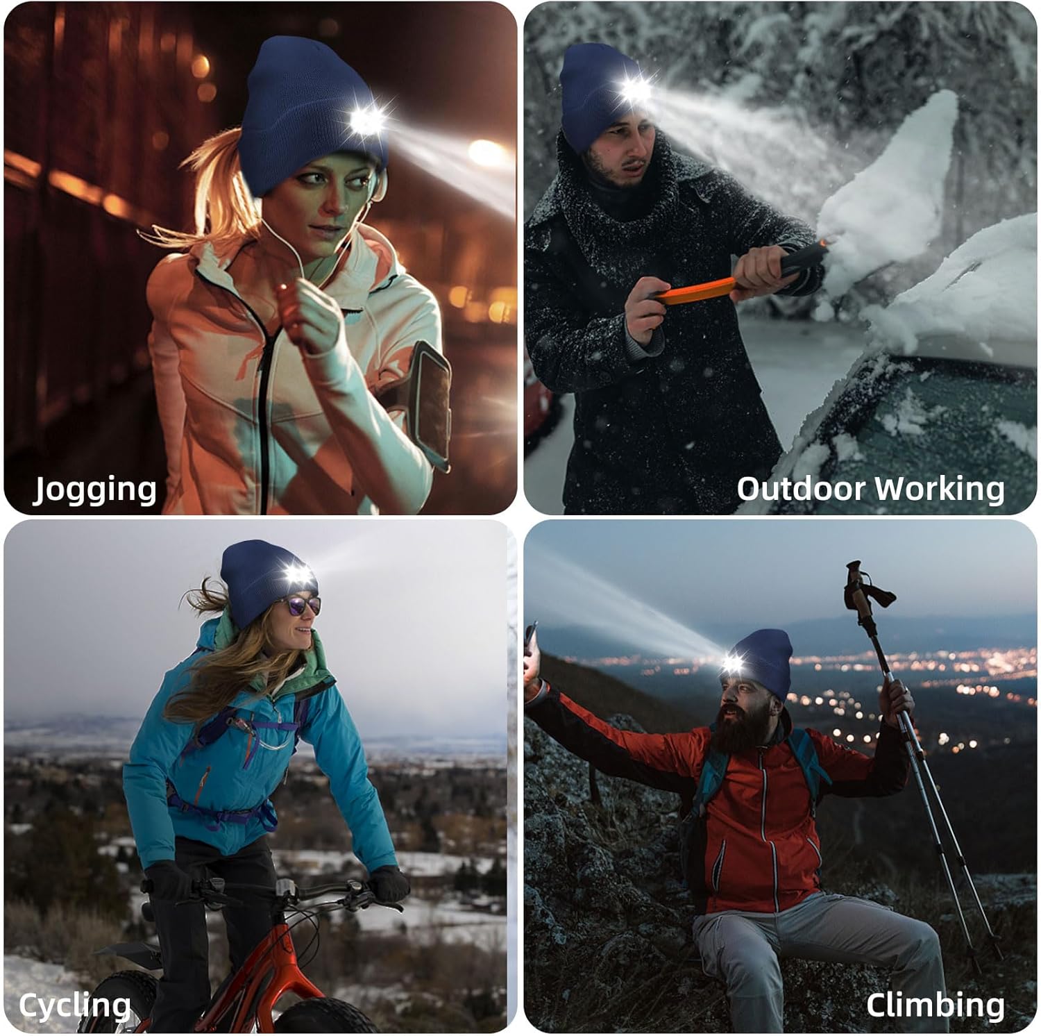 Biuonk Unisex LED Beanie with Light