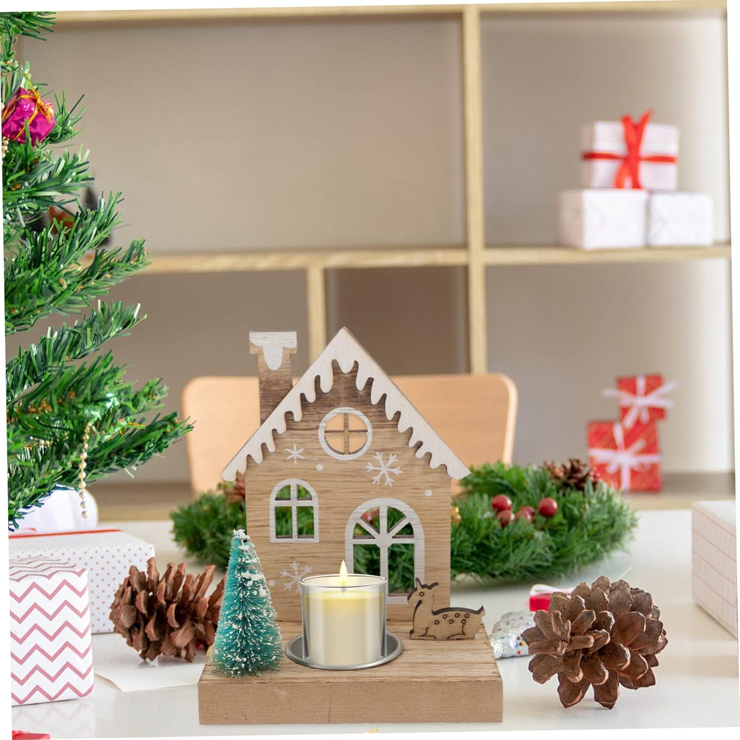 Cabilock Christmas Reindeer Candle Holder for Centerpiece 1