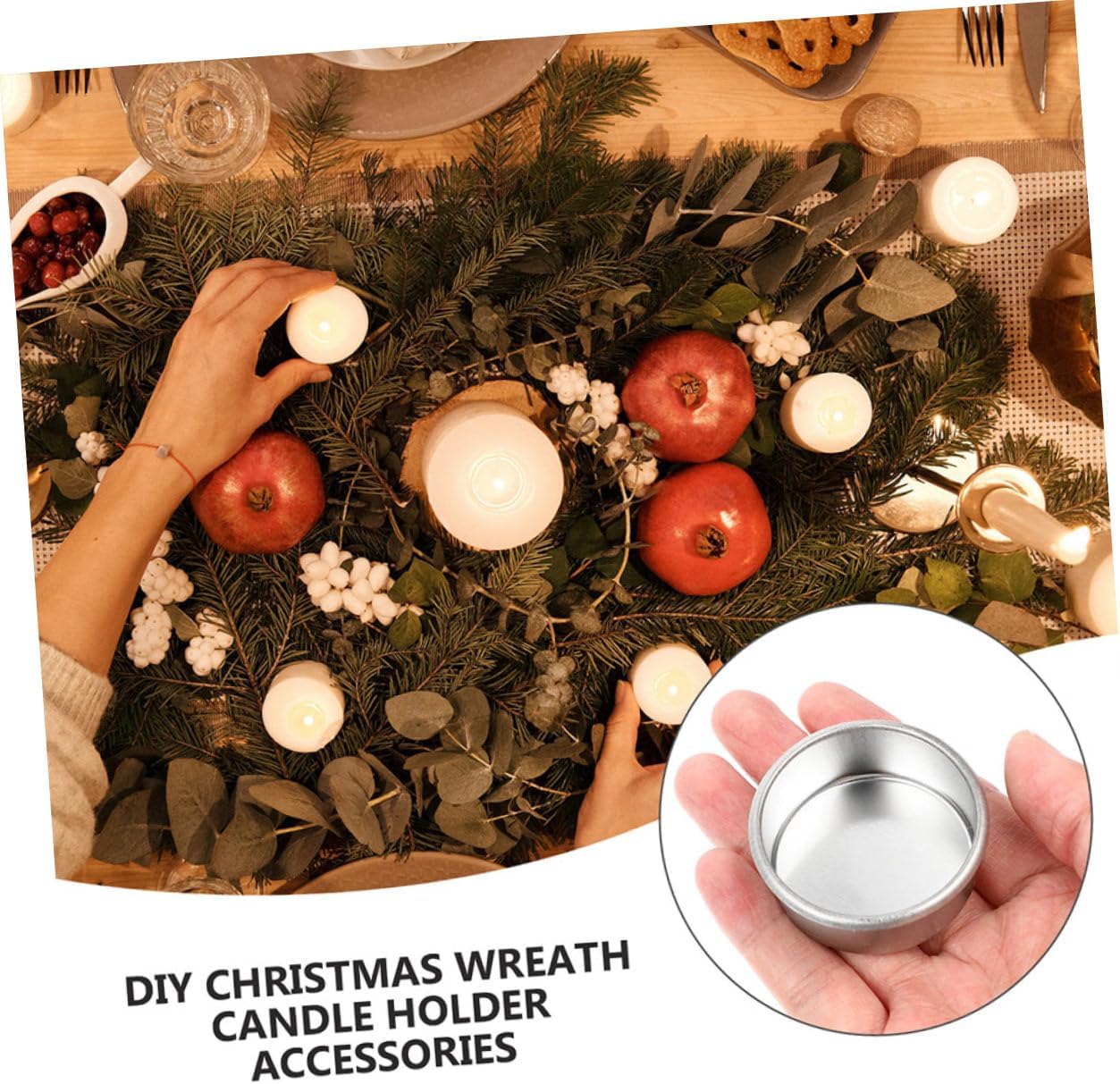 BUGUUYO 24pcs Silver Rimmed Iron Candle Holders