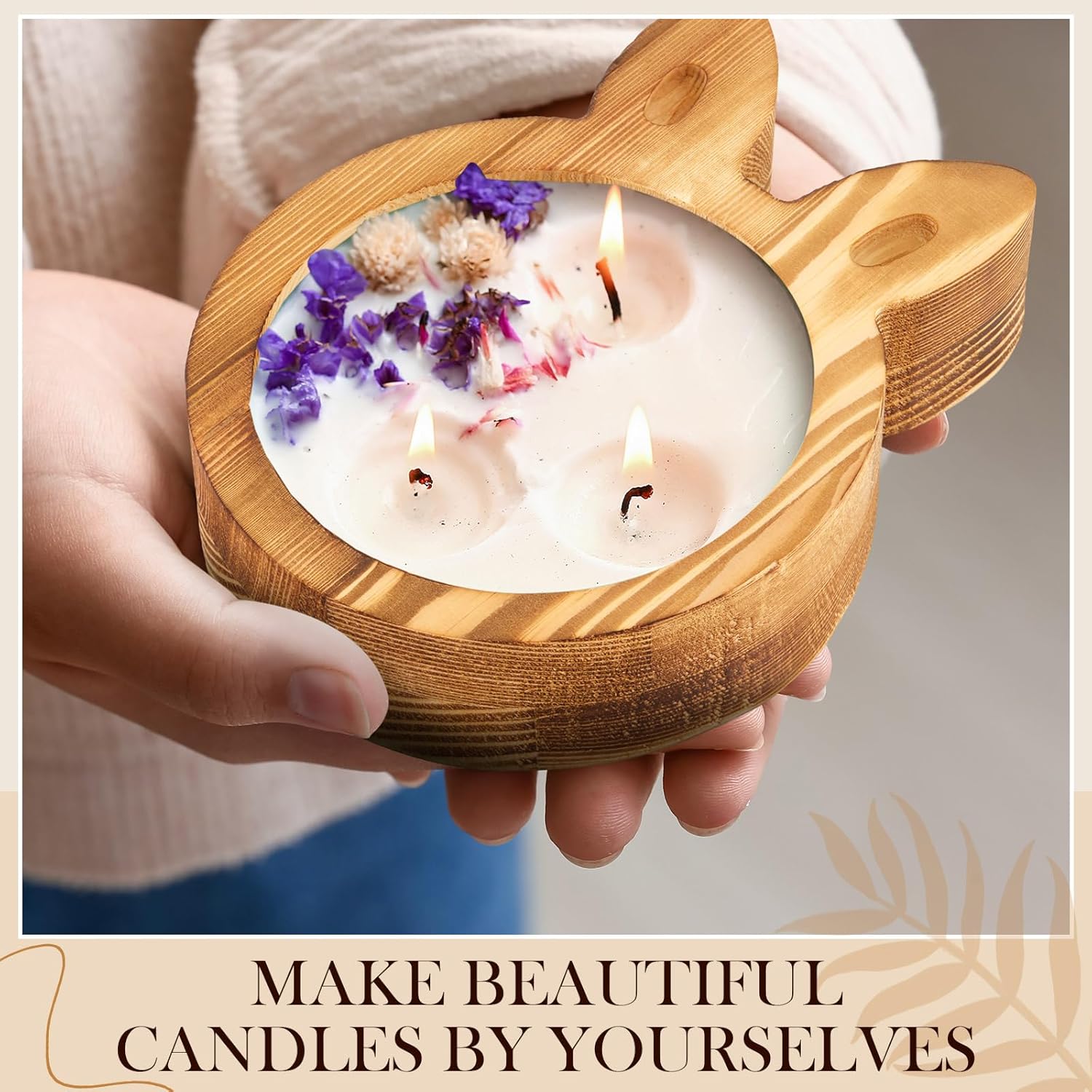 GlikCeil 3 Pack Wooden Candle Dough Bowls Set