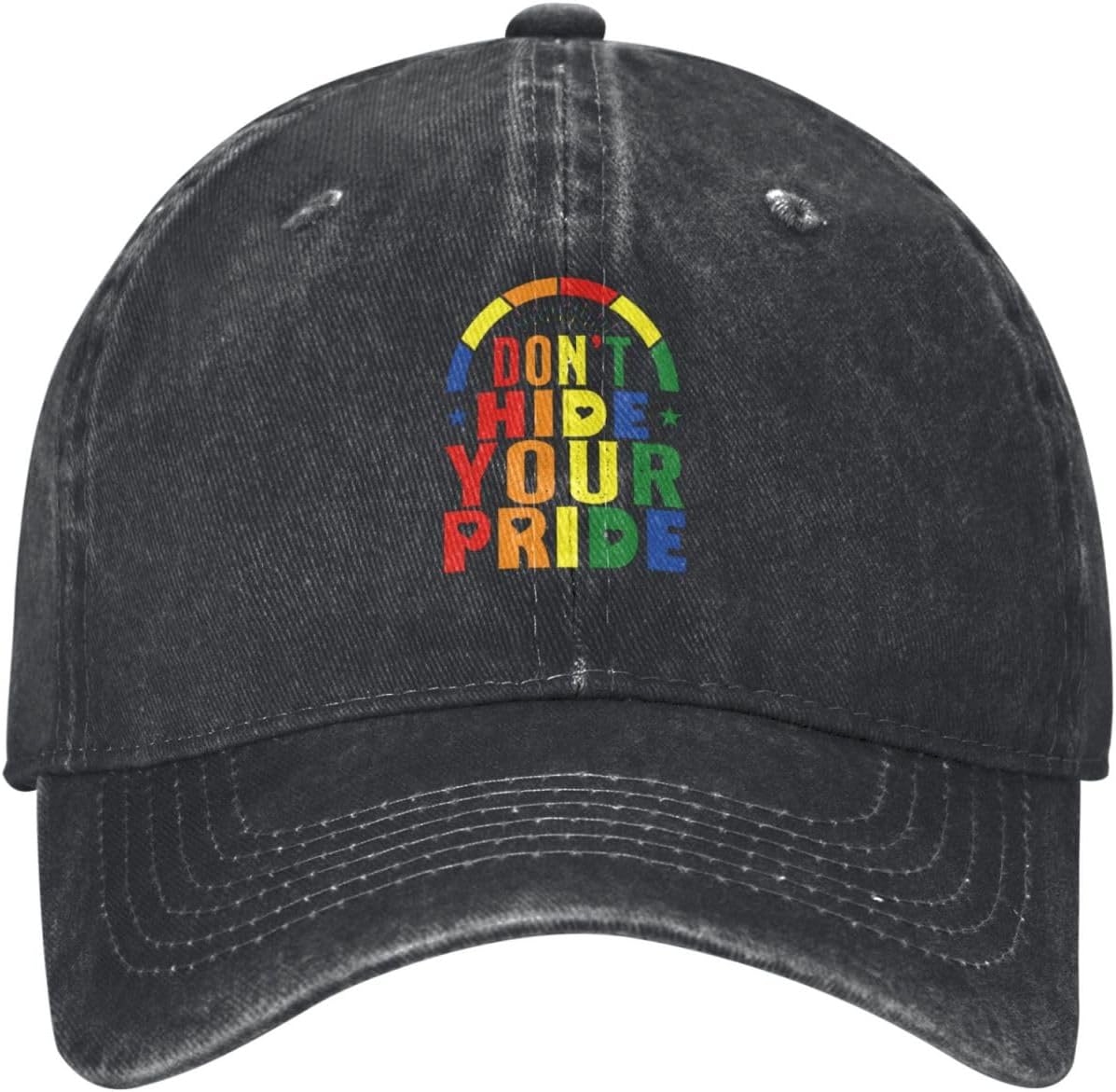 Dont Hide Your Pride Washed Denim Baseball Cap For Men Women