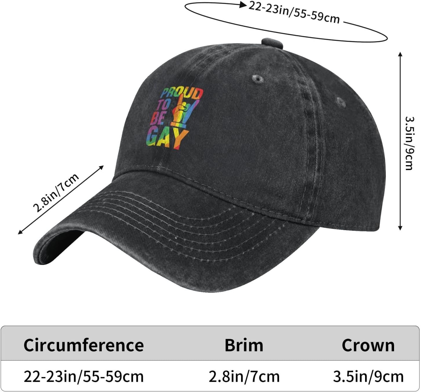 Proud to Be Gay Washed Denim Baseball Cap for Women Men