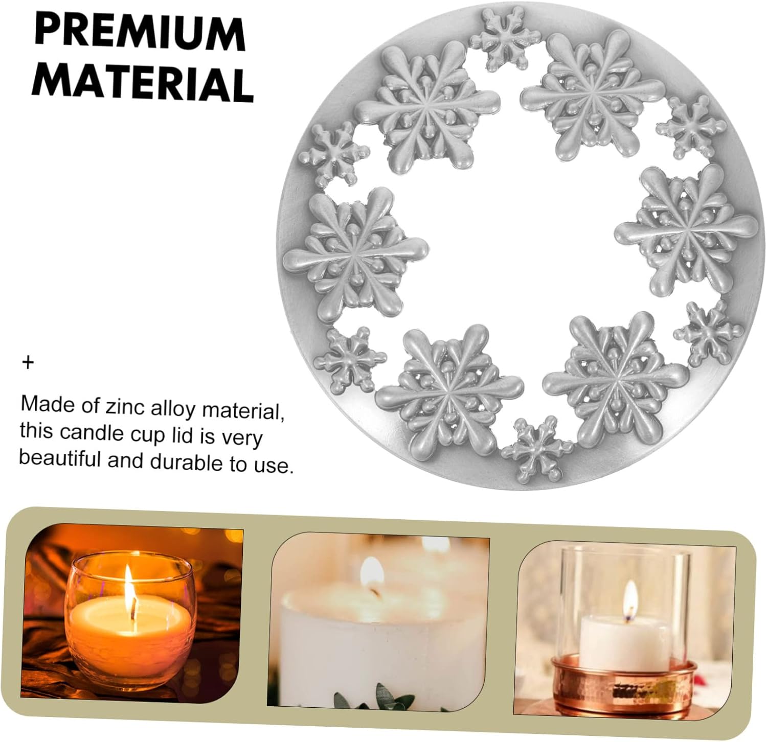 TOKIDNY Snowflake Candle Lid Zinc Alloy Christmas Decor 1